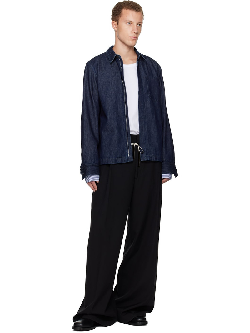 Dries Van Noten Navy Zip Denim Shirt outlook