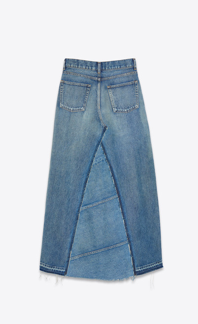 SAINT LAURENT long skirt in medium blue denim patchwork outlook