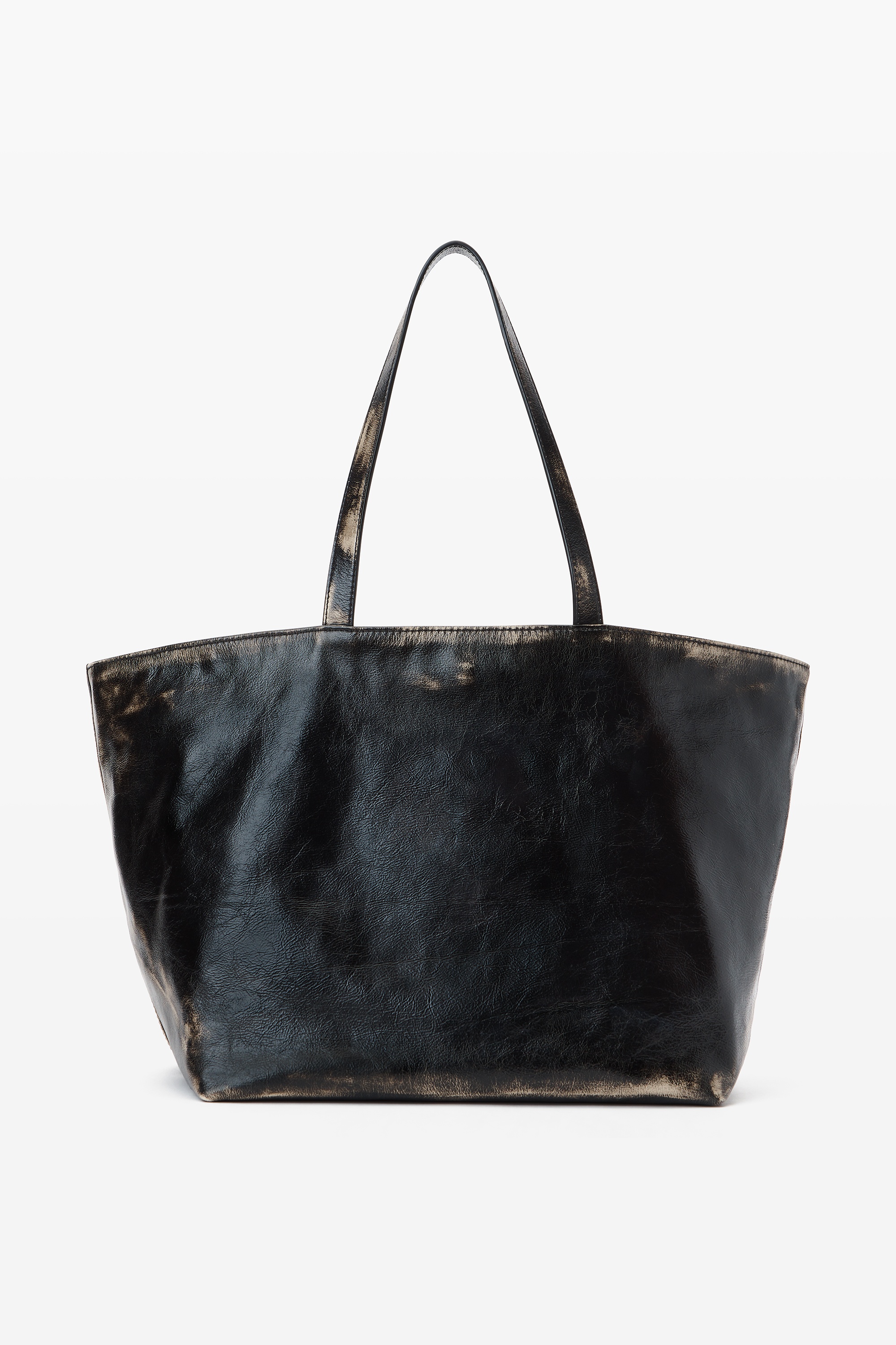 large punch tote in brushed-effect leather - 6