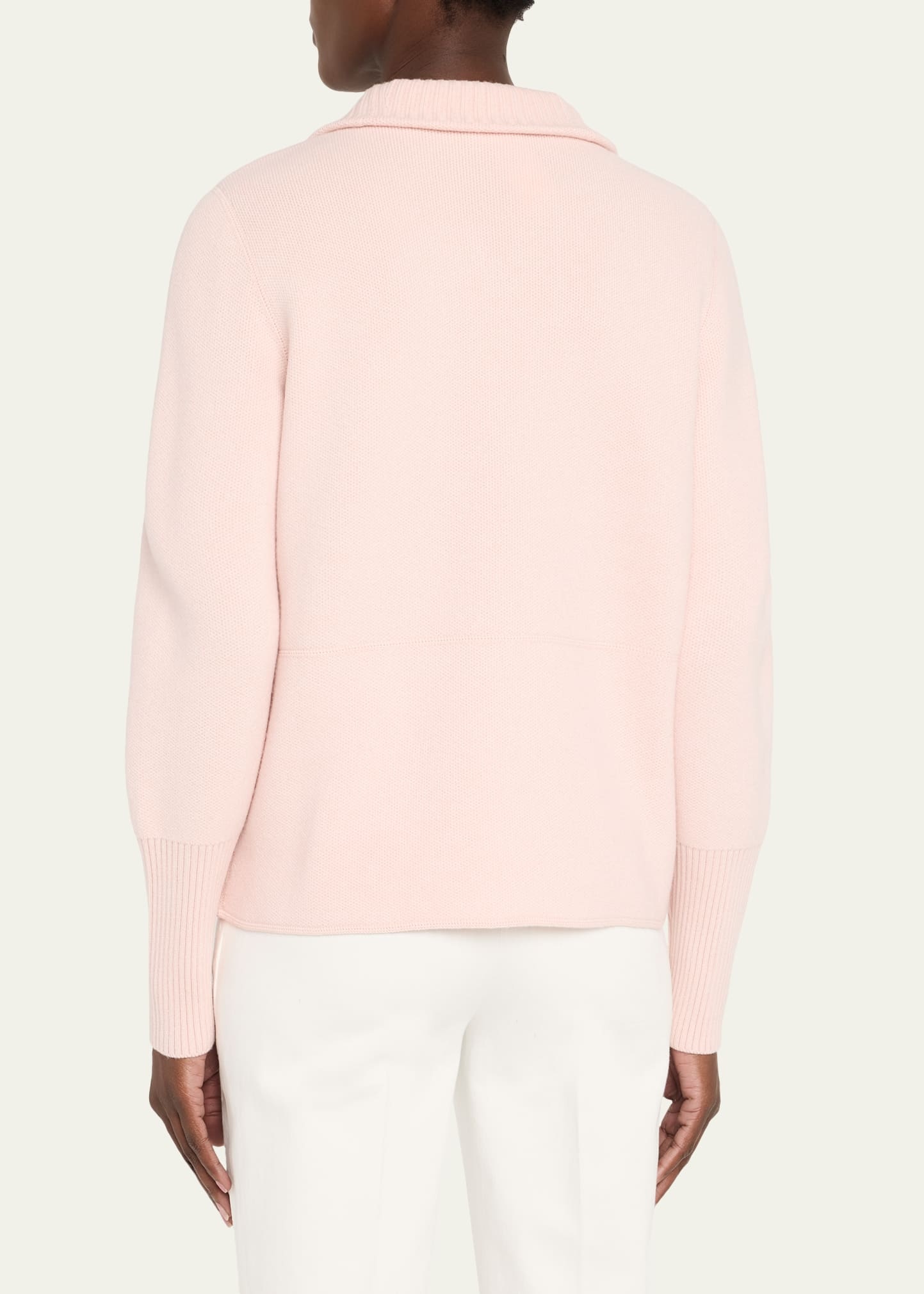 Cashmere Pique Knit Zip Cardigan - 3