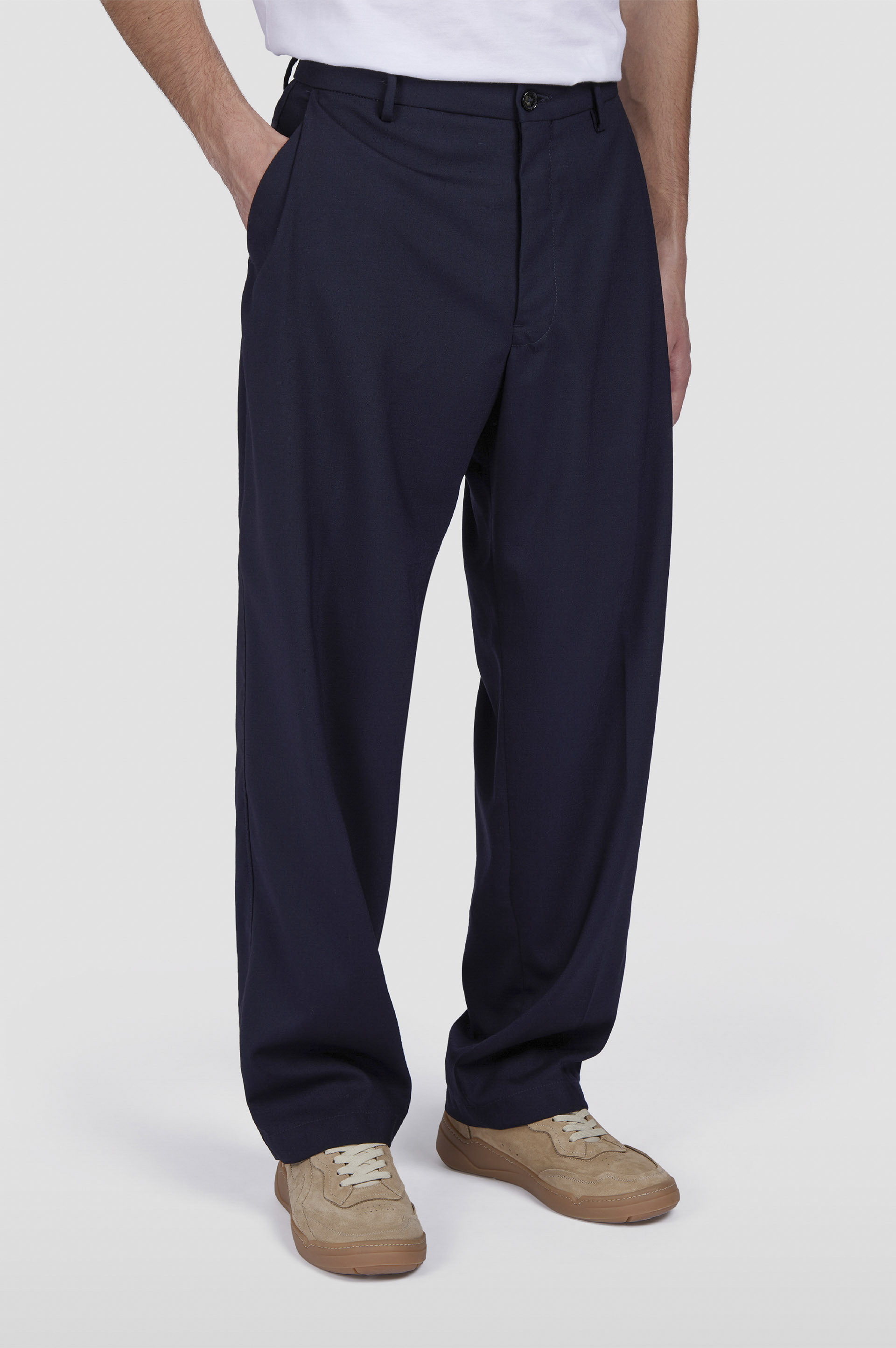 WIDE LEG TROUSERS IN TECHNICAL WOOL - 6