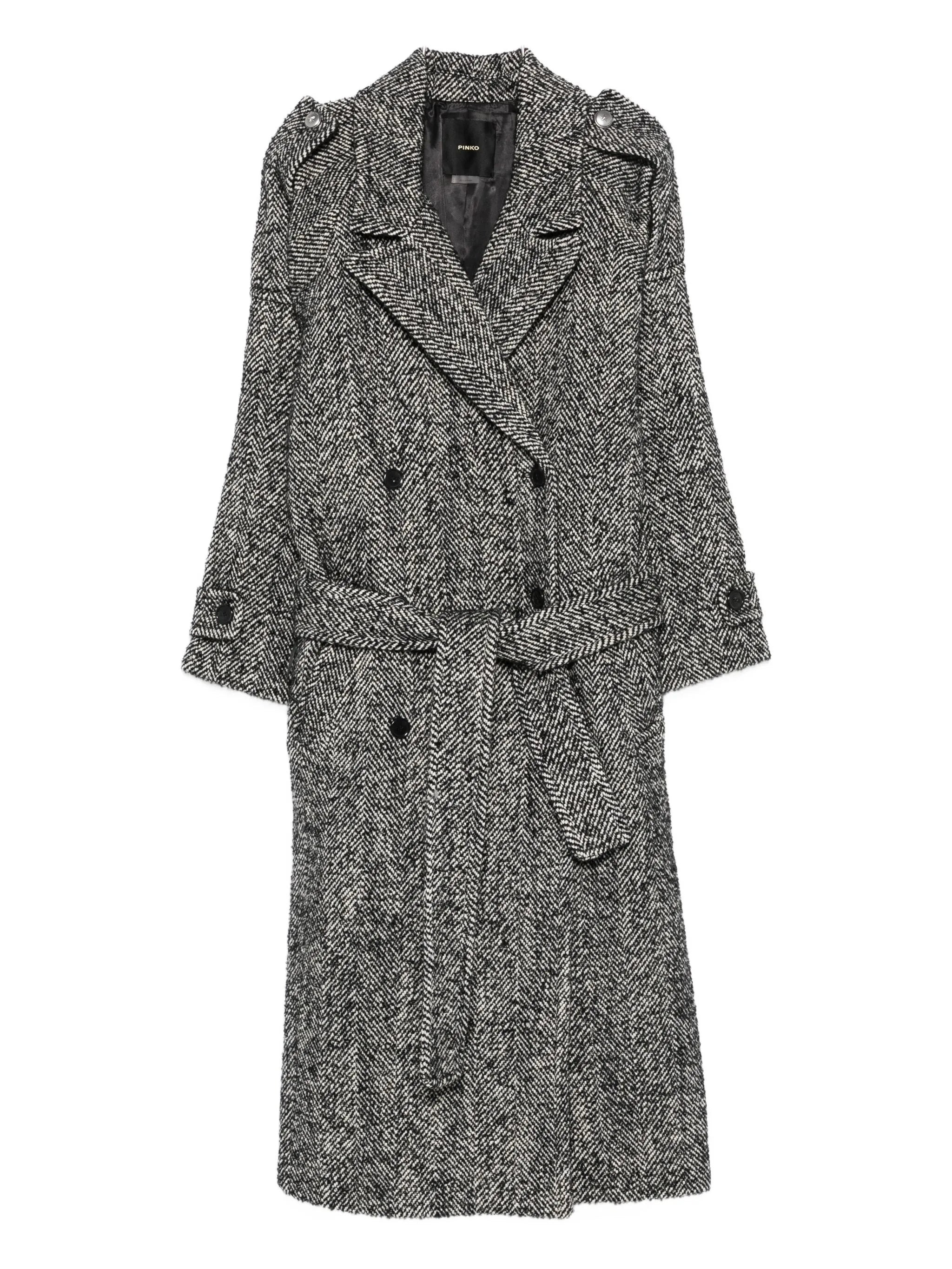 Pinko Herringbone-pattern Belted Coat - 1