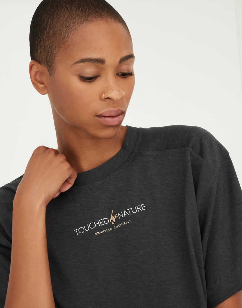 Cropped Nature T-shirt의 코튼 경량 저지와 monili 3