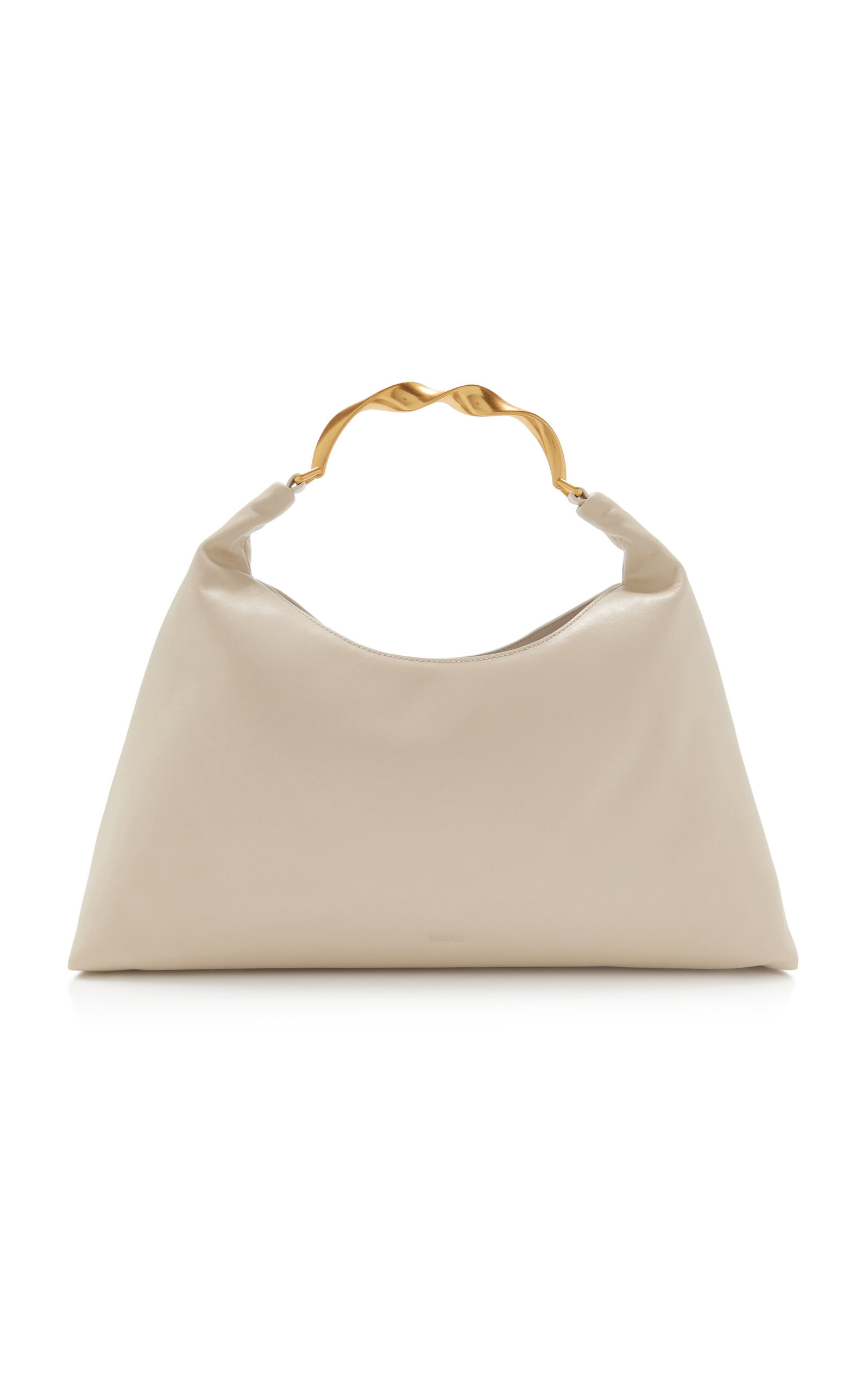 Twist Handle Leather Hobo Bag neutral - 1