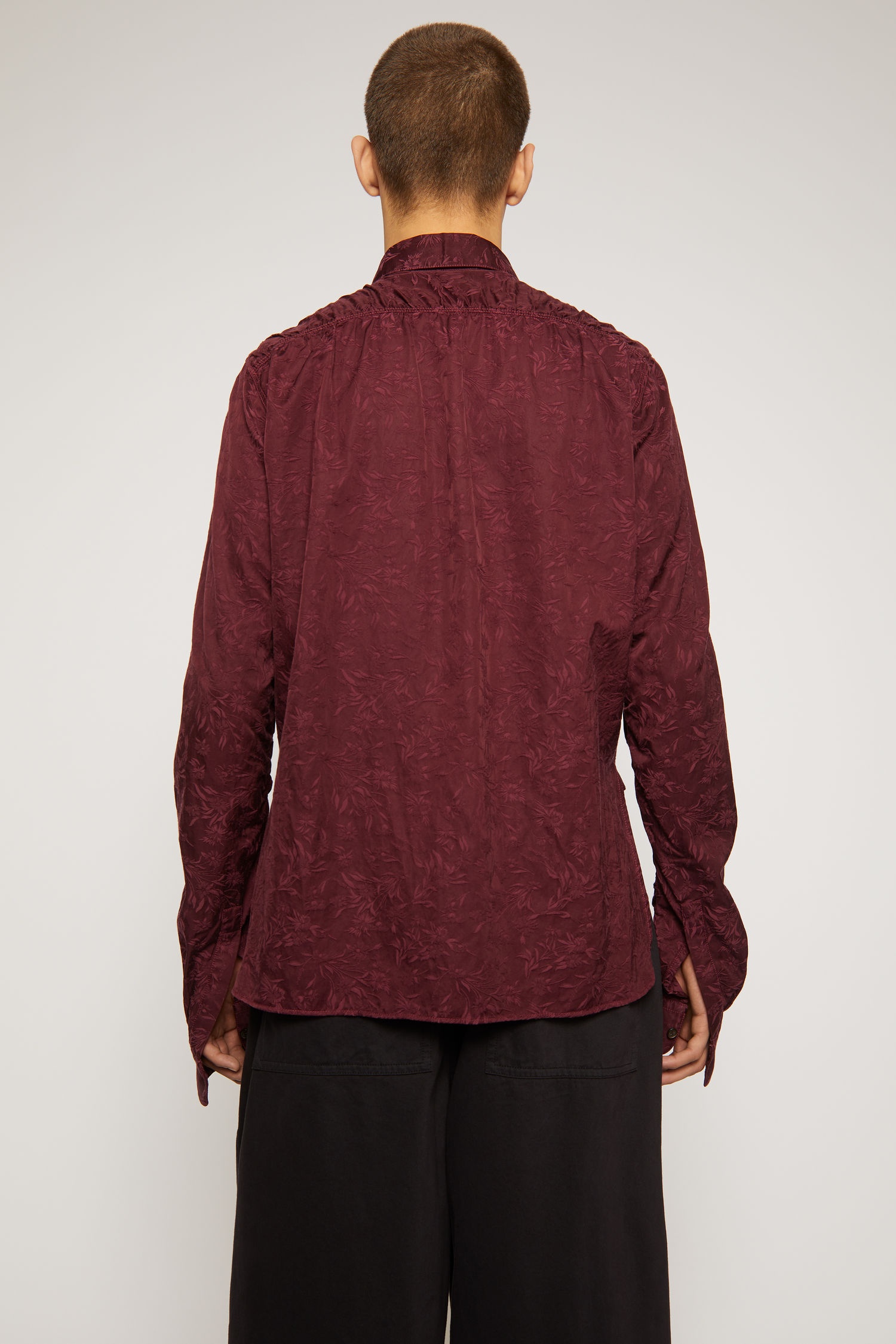 Floral jacquard shirt burgundy - 3