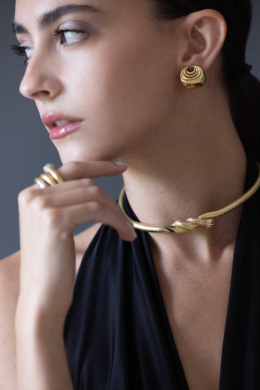 Hammered Twist Nail Collar Necklace - 2