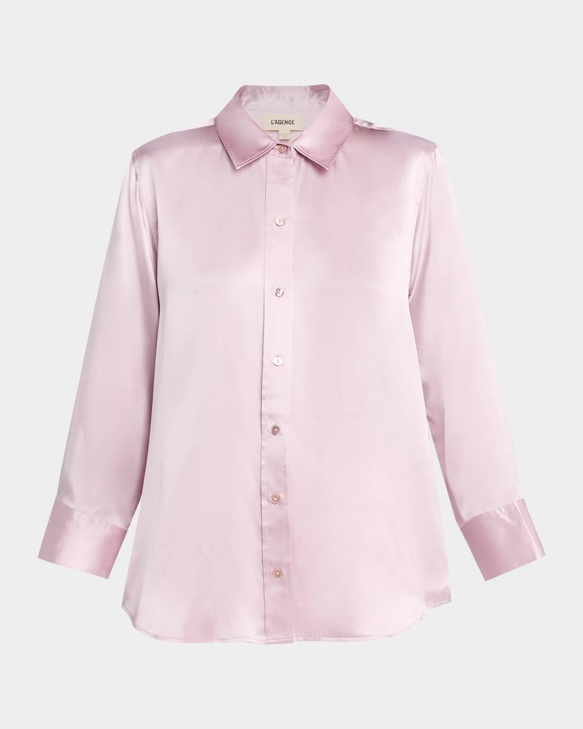 Dani Silk Satin 3/4-Sleeve Button-Down Blouse - 1