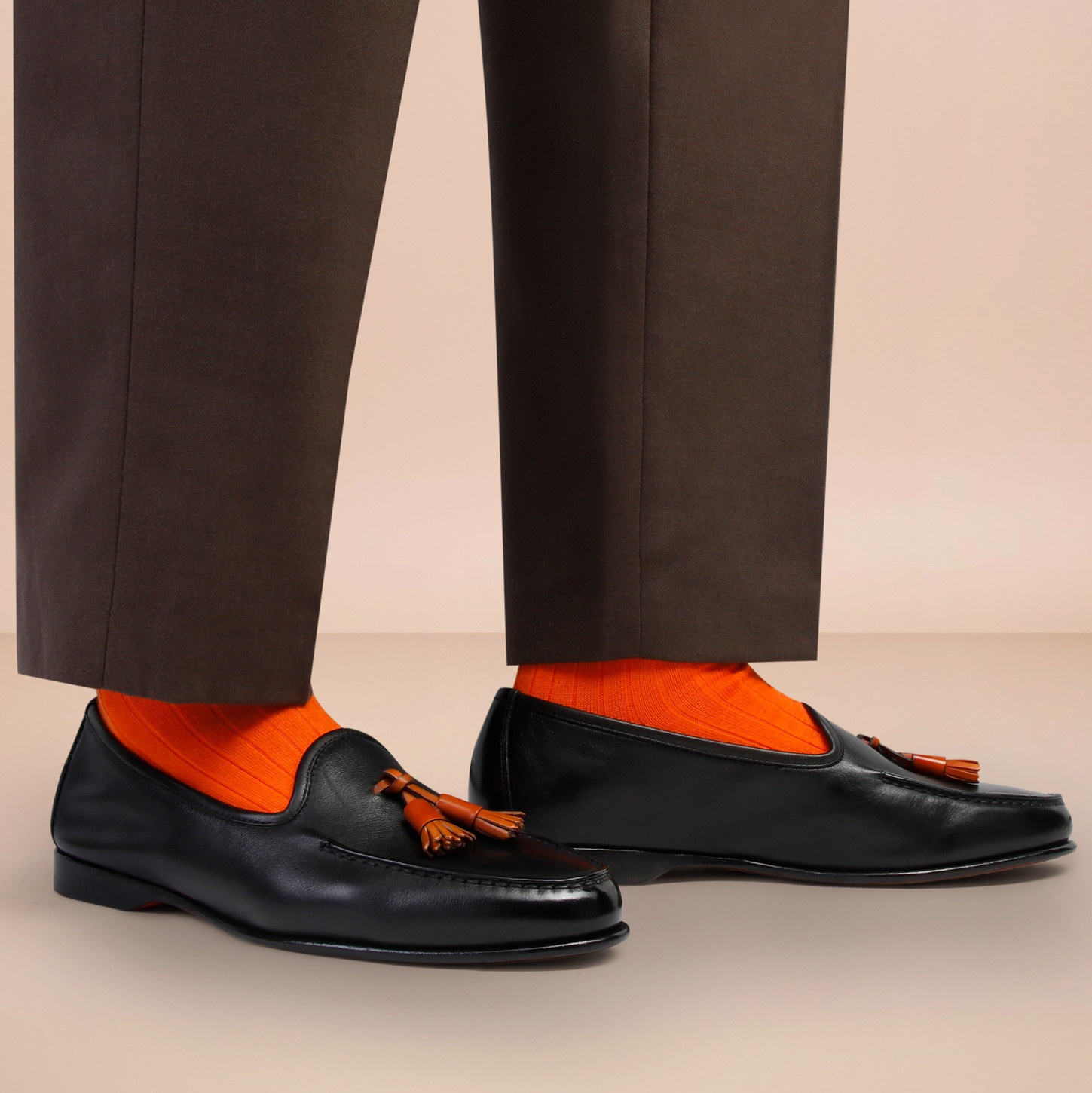 Men's black leather Andrea tassel loafer - 2