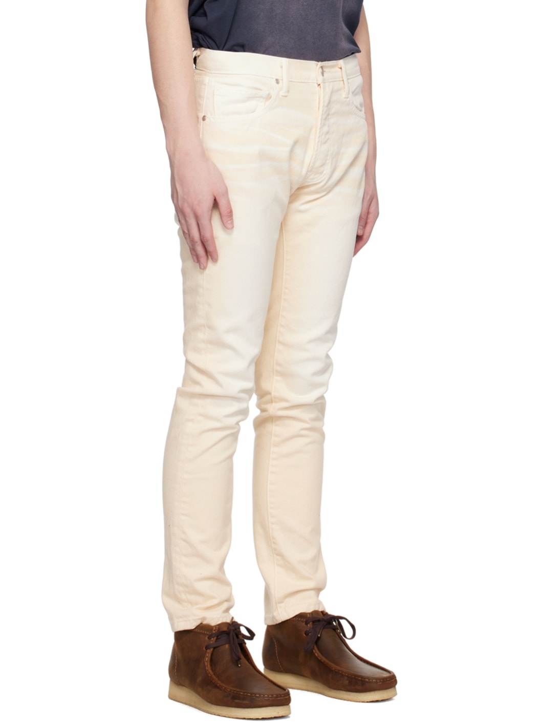 Beige Button-Fly Jeans - 2