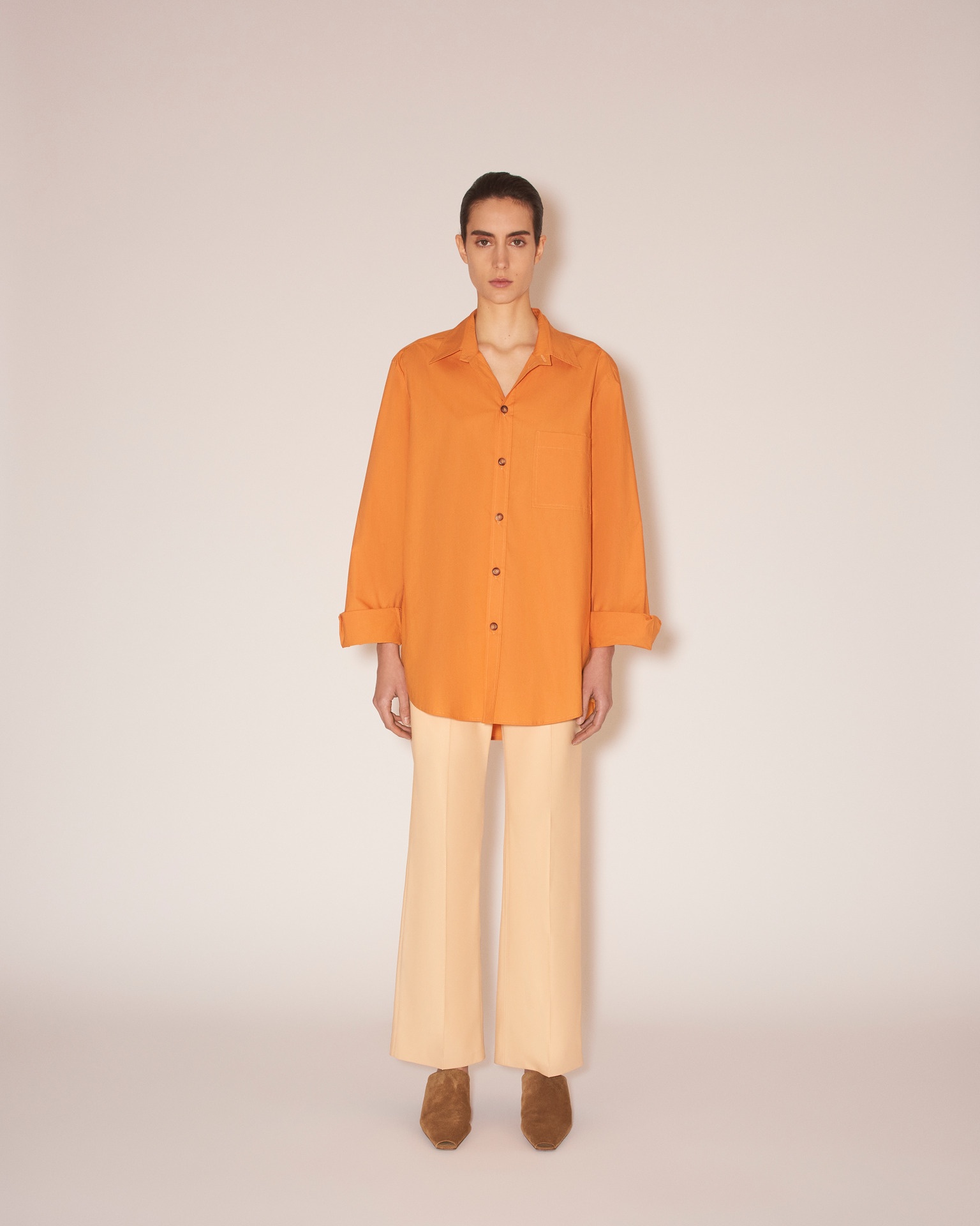 MYA - Light poplin classic shirt - Orange - 2