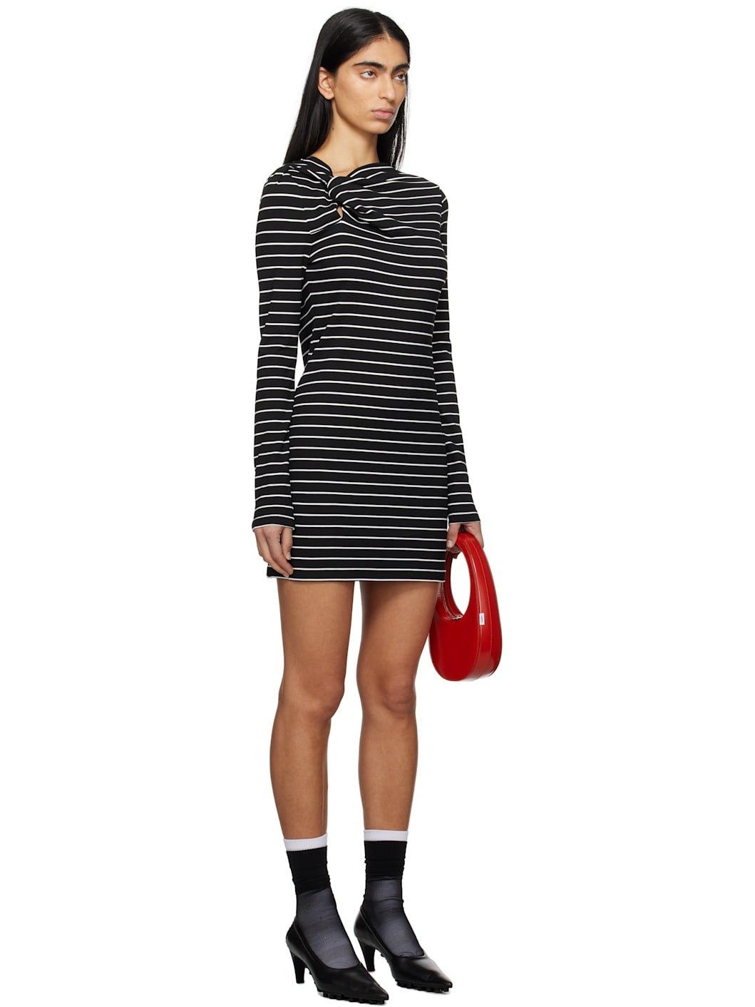 Black & White Striped Minidress - 2