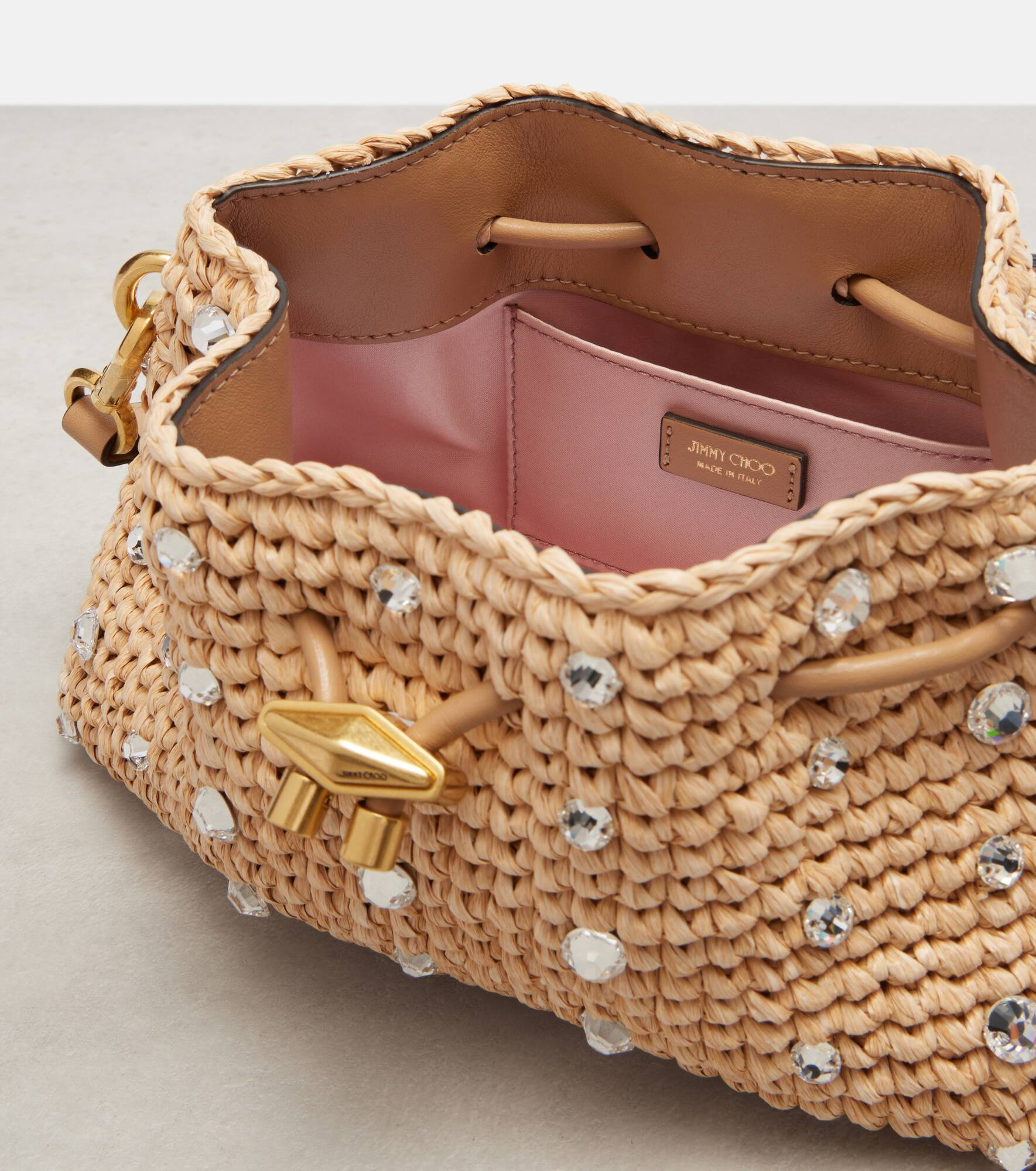 Cinch Small embellished raffia tote bag - 3