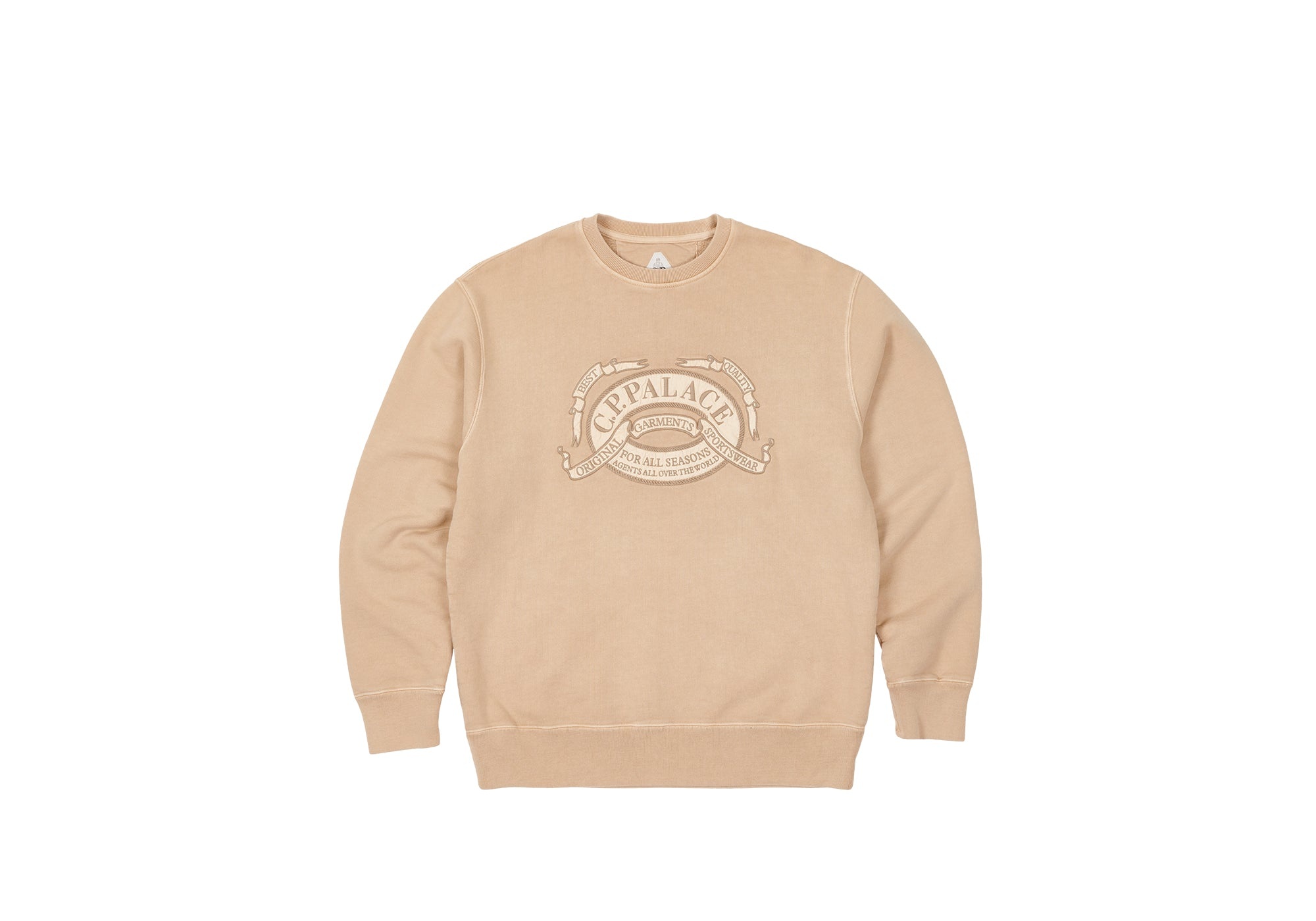 PALACE C.P. COMPANY CLASSIC OVER DYED CREW SWEAT STONE - 1