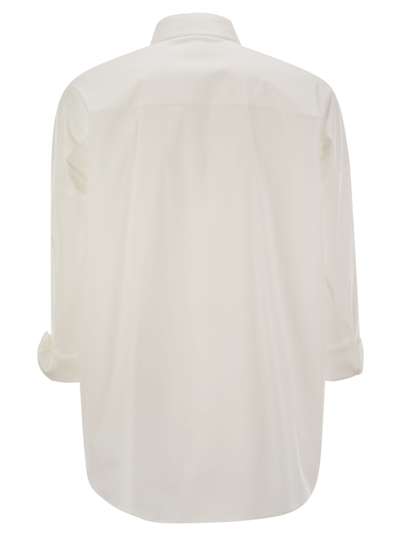 Brunello Cucinelli Women Stretch Cotton Poplin Shirt With Shiny Trim - 2