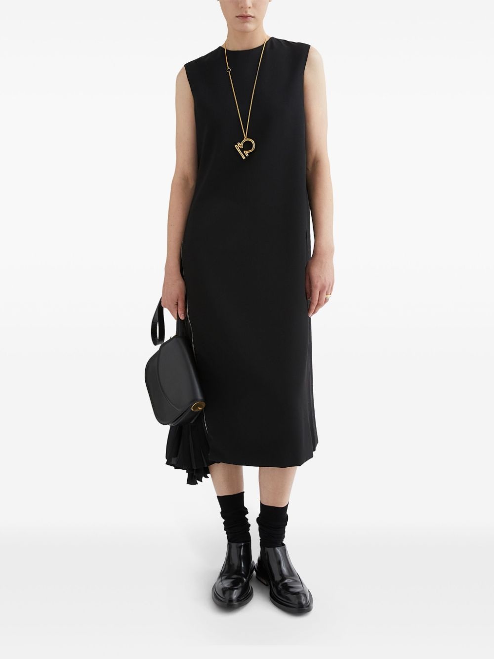 draped-detail midi dress - 2