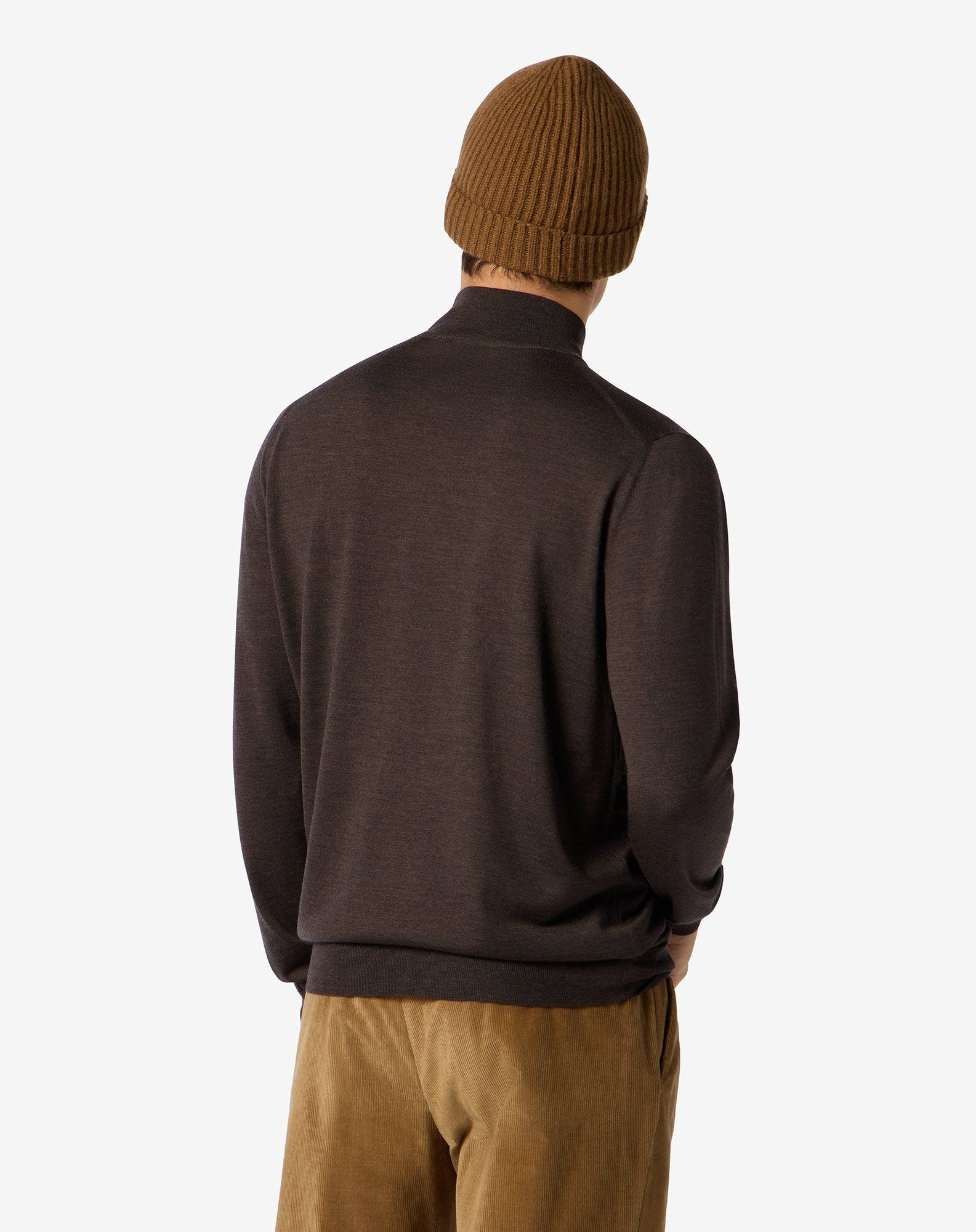 Brown ultra fine 120's wool turtleneck - 3