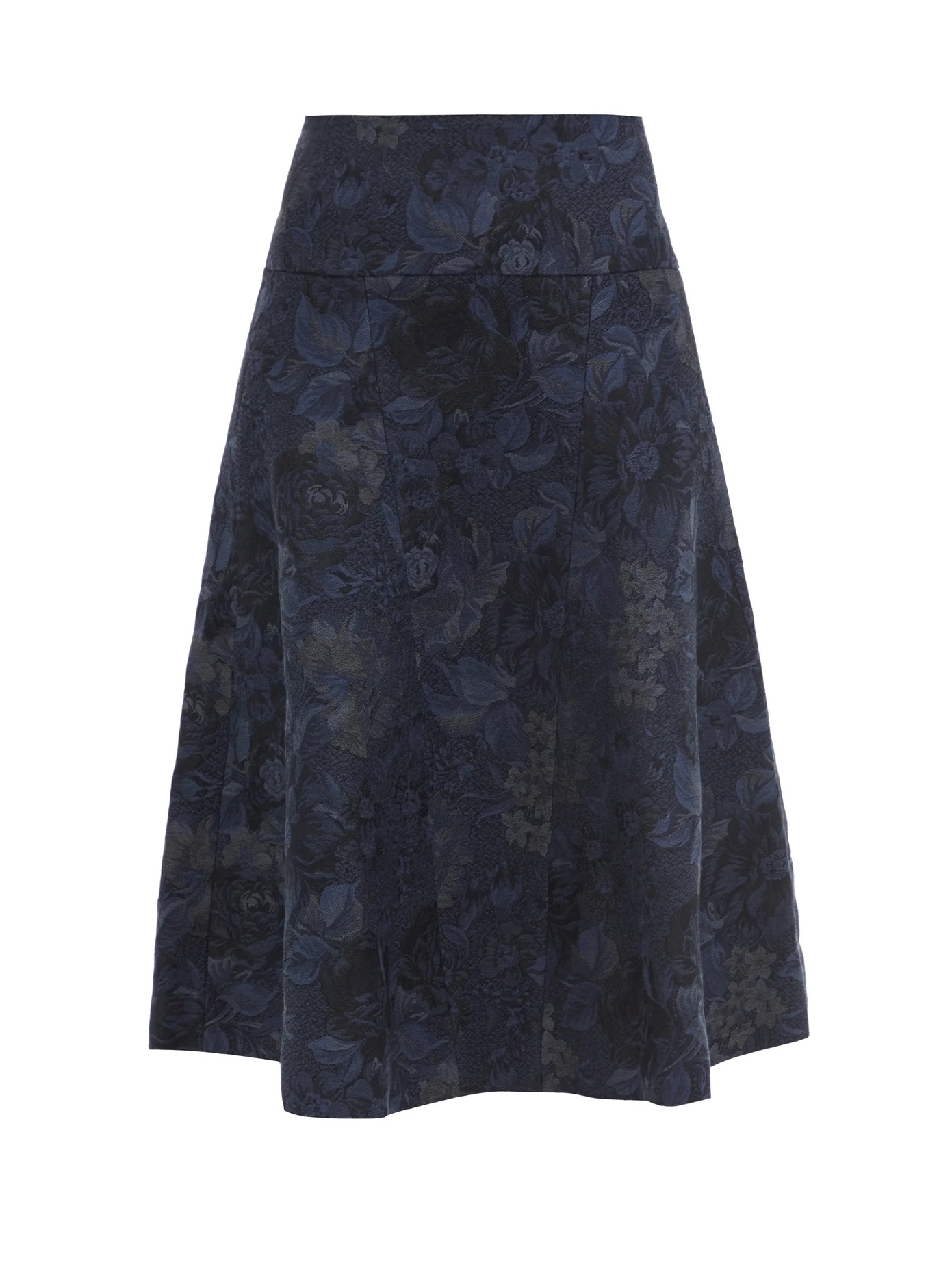 Nymphea cotton-blend floral-jacquard midi skirt - 1