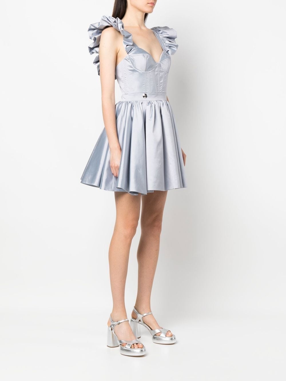 ruffle-detail silk mini dress - 3
