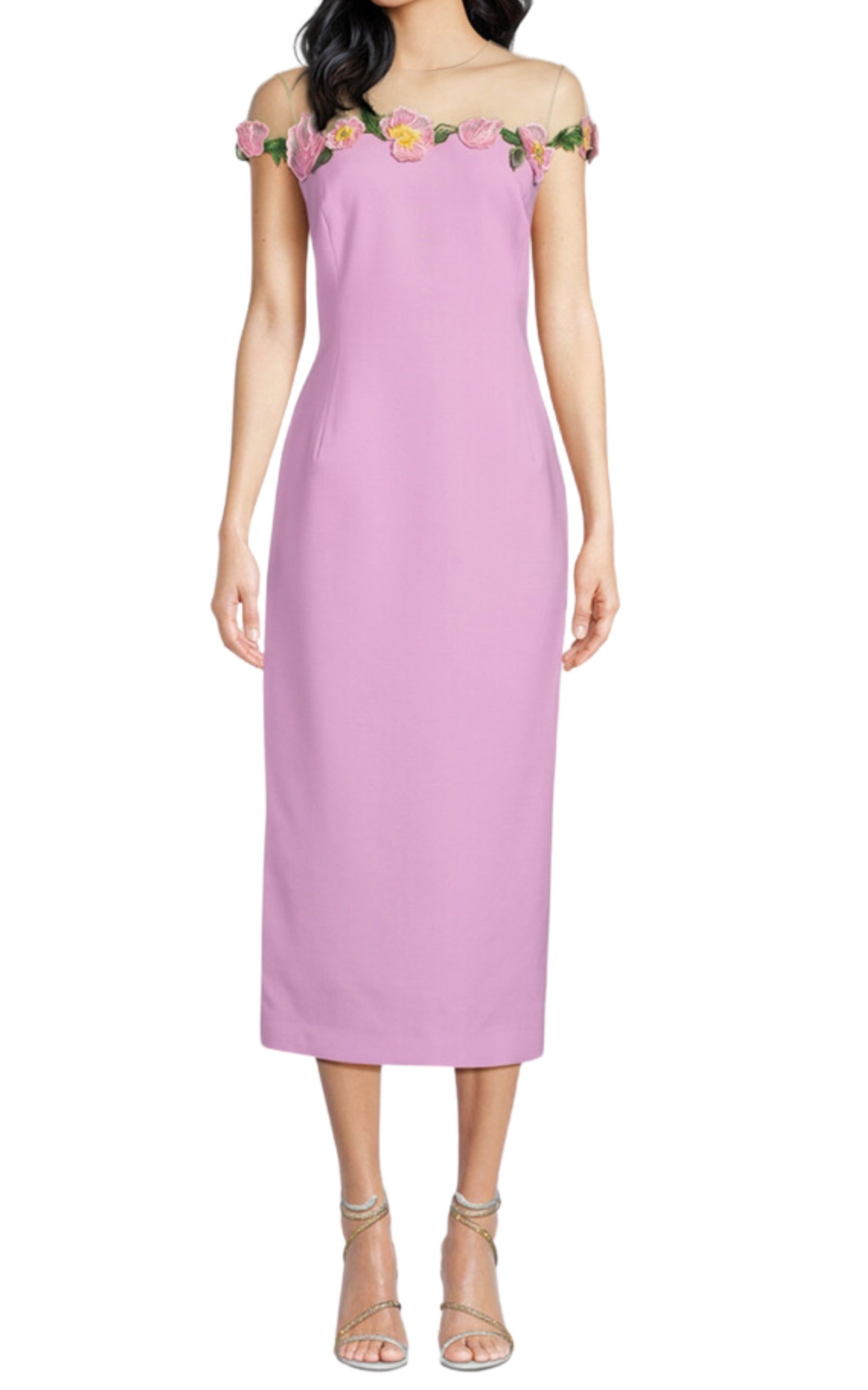 Poppies Illusion Neck Pencil Dress - 2
