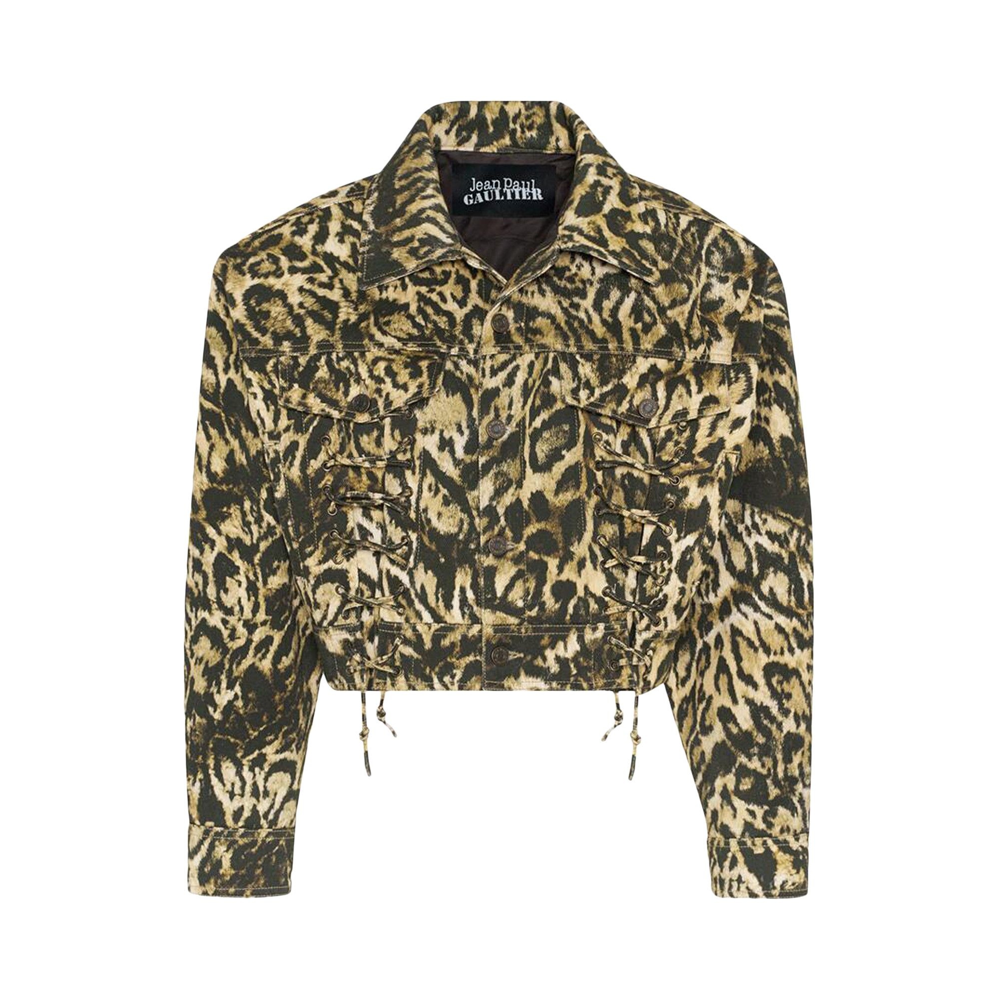 Jean Paul Gaultier Leopard Print Denim Jacket 'Beige/Brown/Dark Brown/Black' - 1