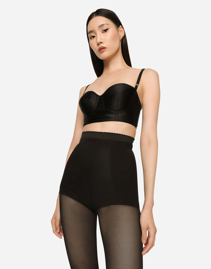 Short satin and marquisette corset 3