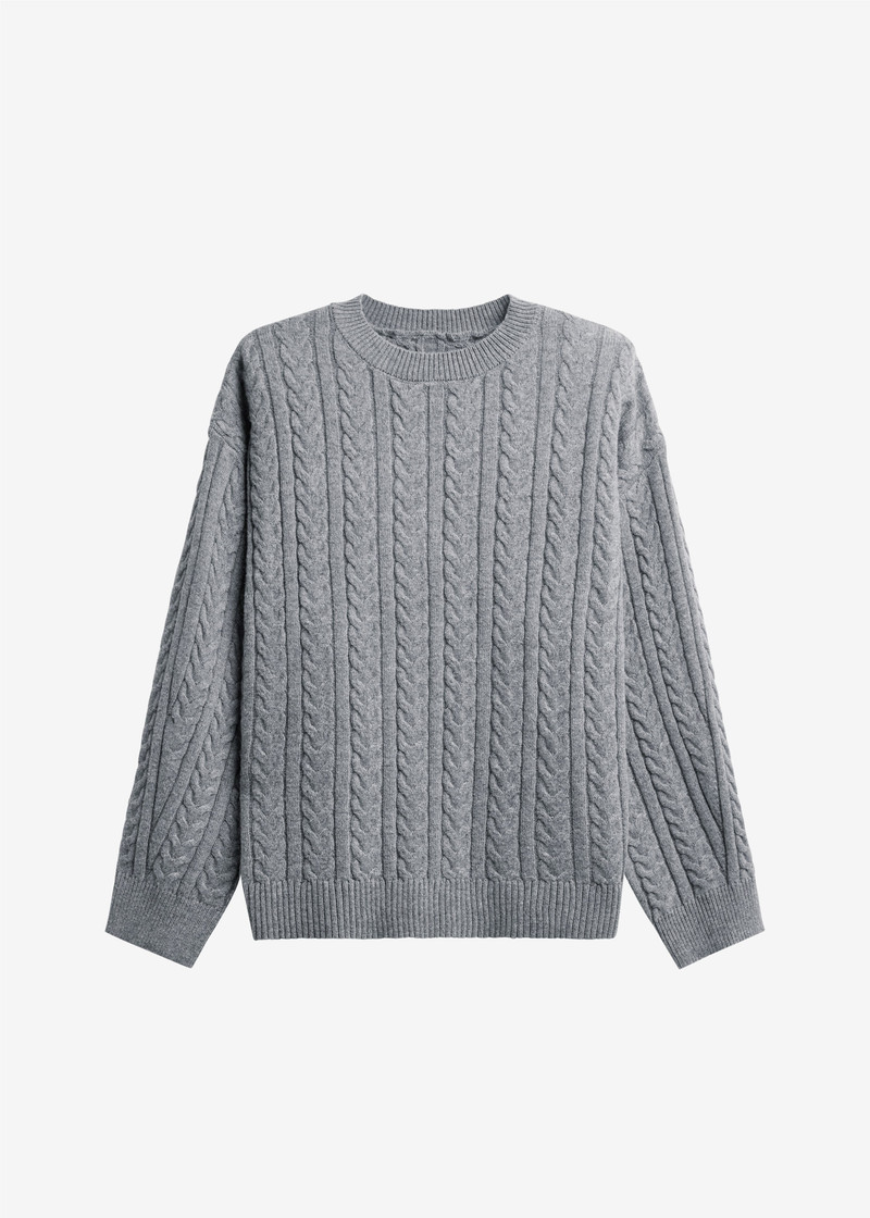 Karmoy Cable Knit Padded Sweater - Grey 1