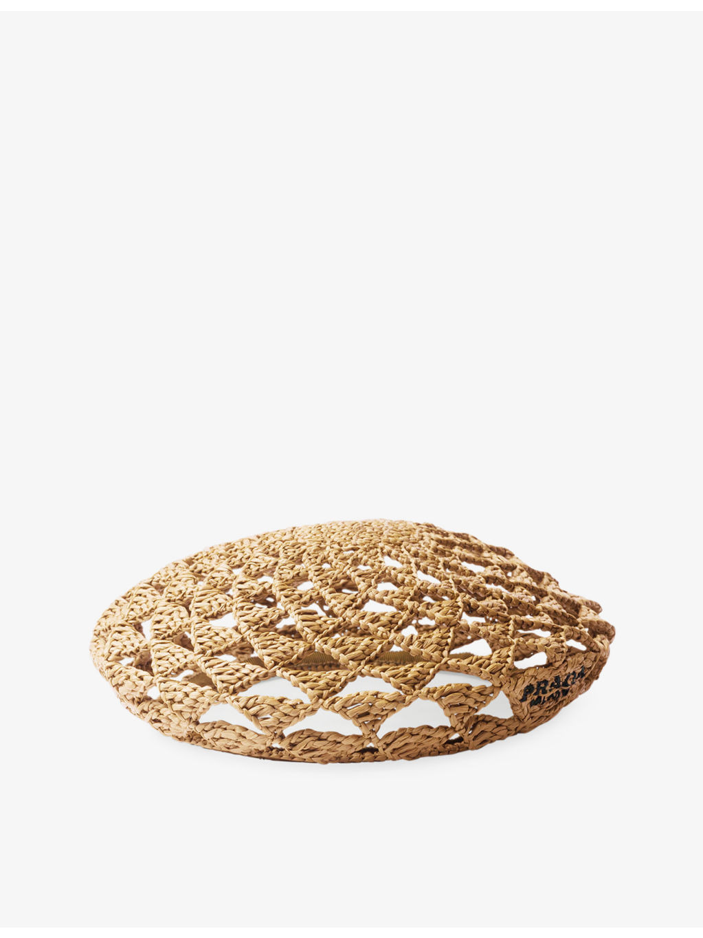 Embroidered-logo geometric-pattern crochet beret - 1