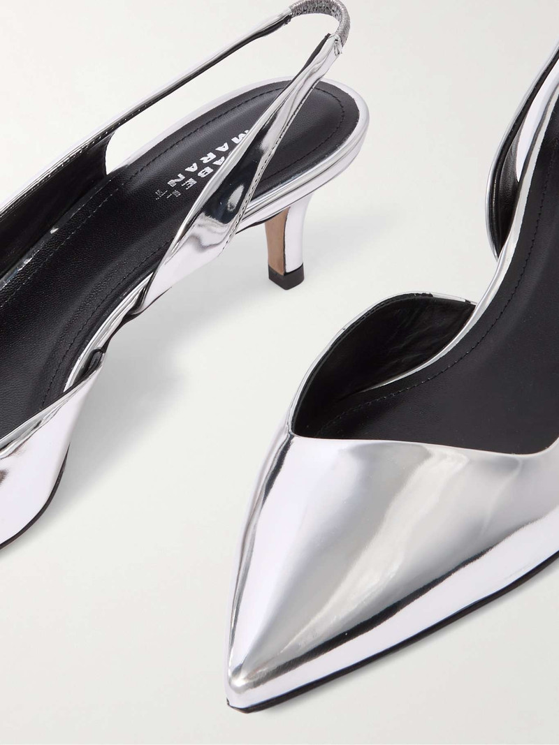 Piery mirrored-leather slingback pumps 4