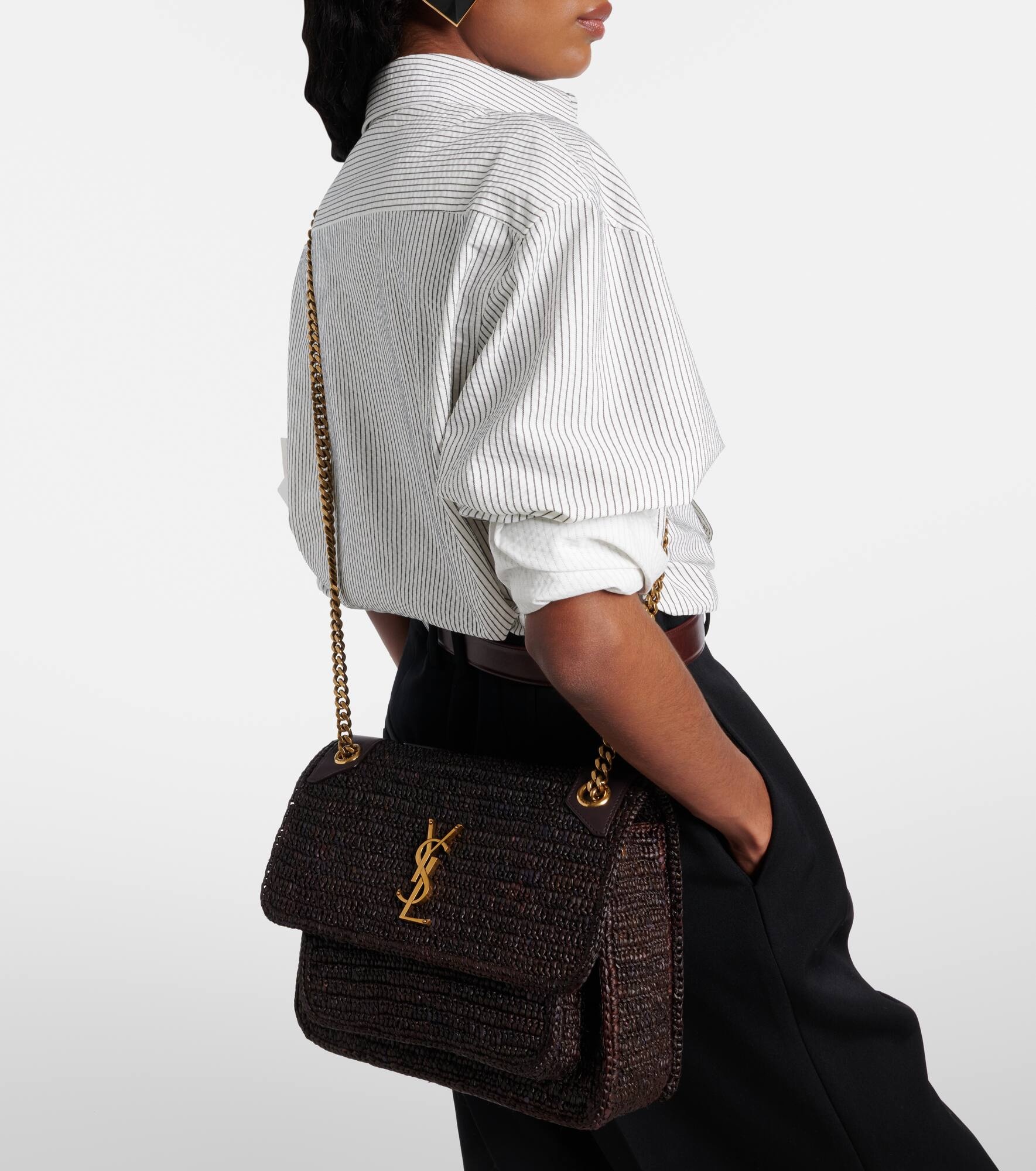 Niki Medium raffia shoulder bag - 7