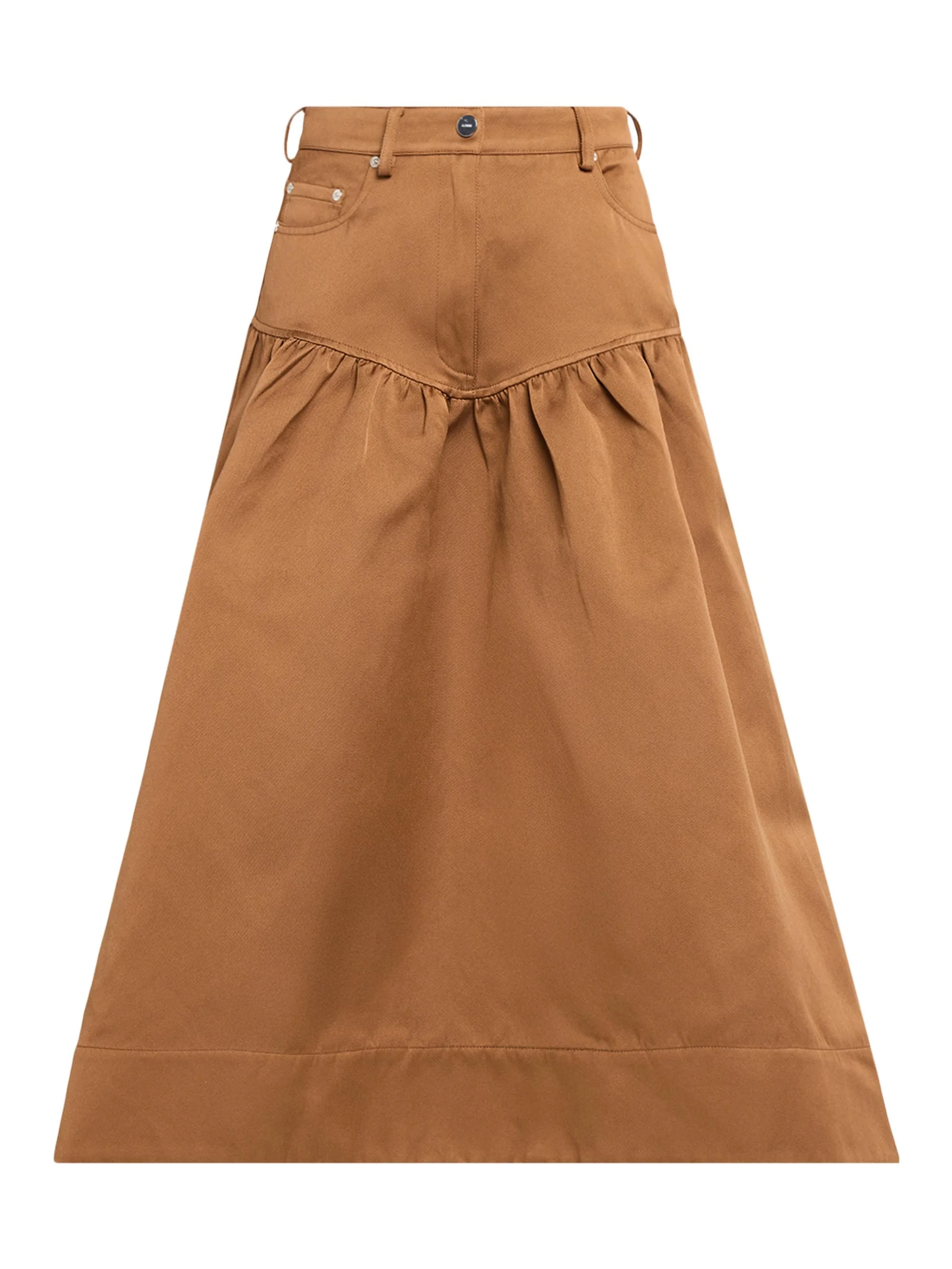 Women's Duchesse Twill Flare Midi-Skirt - Cinnamon Swirl - 1
