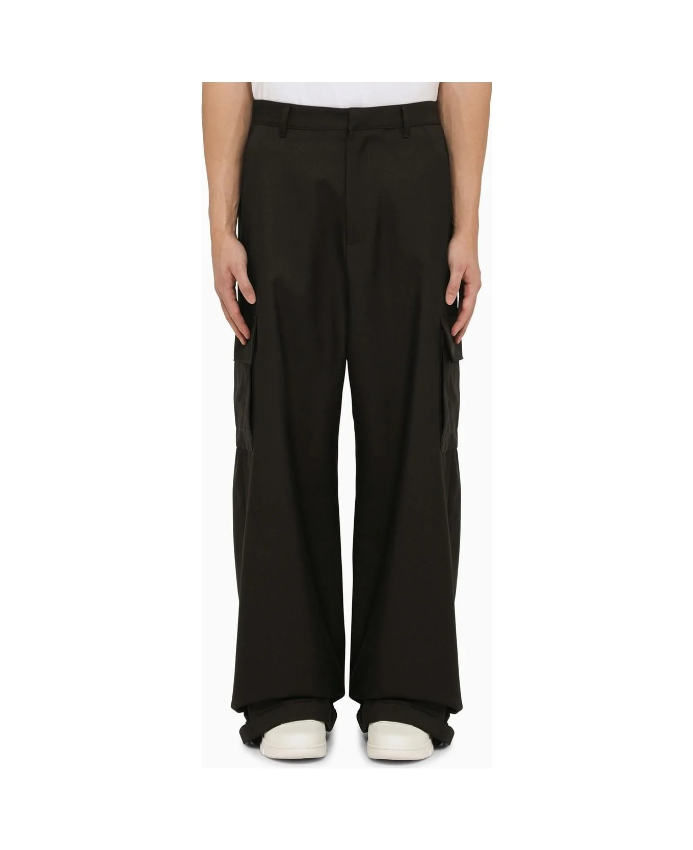Black Denim Cargo Trousers - 1