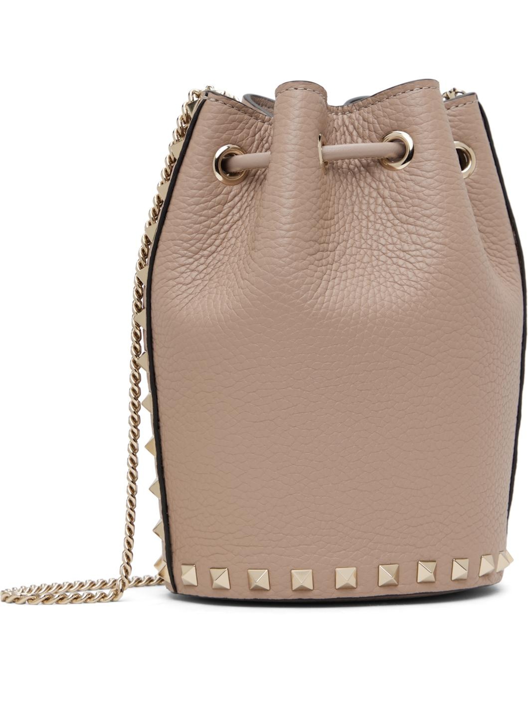 Taupe Mini Drawstring Rockstud Bag - 3