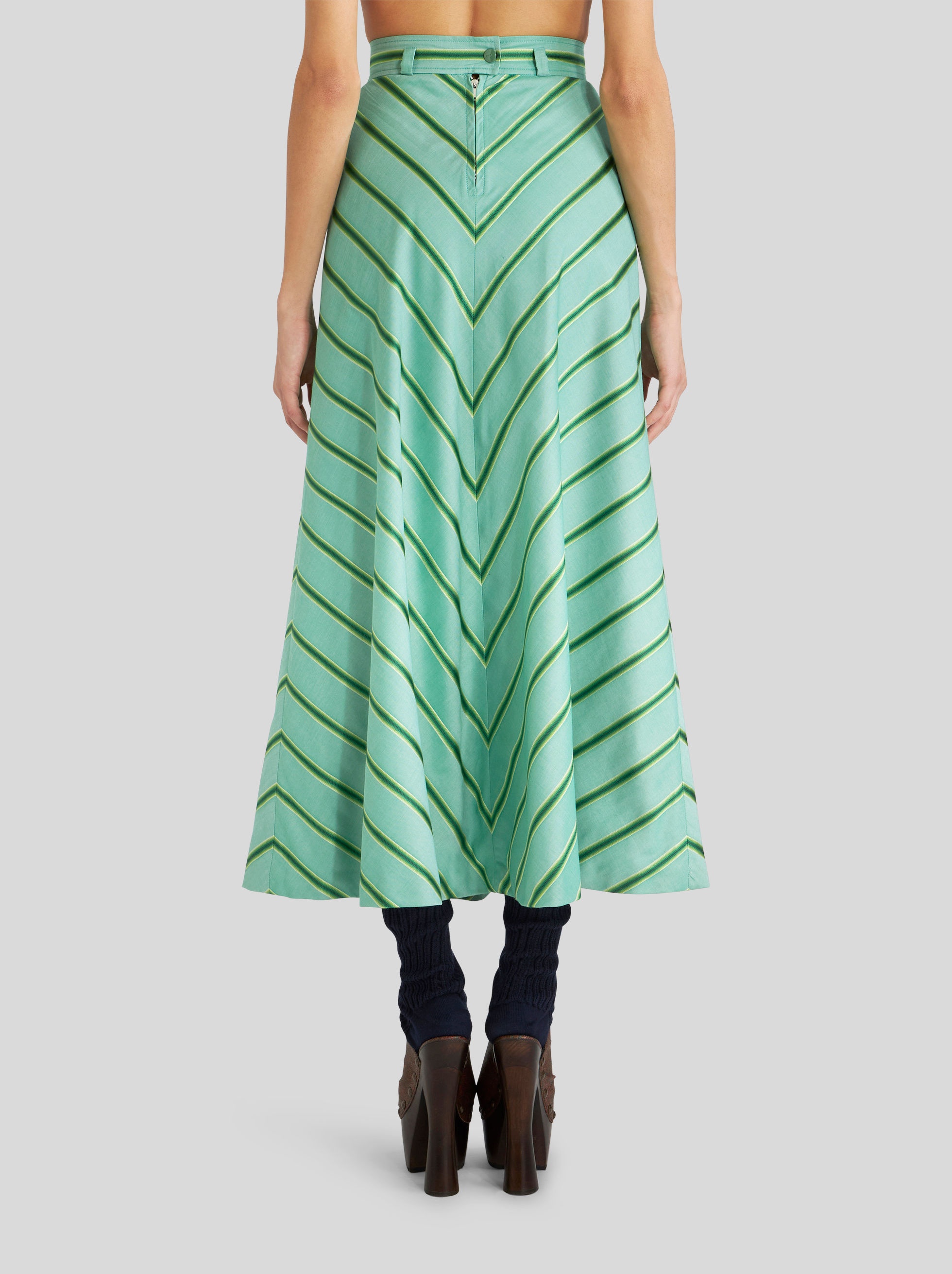 COTTON AND SILK SKIRT WITH DEGRADÉ STRIPES - 4