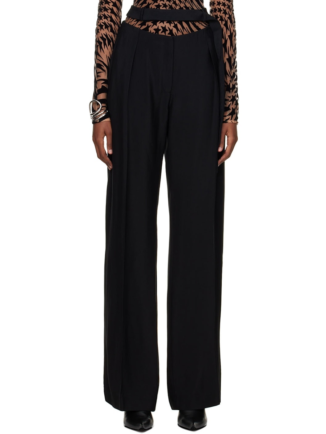 Black Fluid Trousers - 1