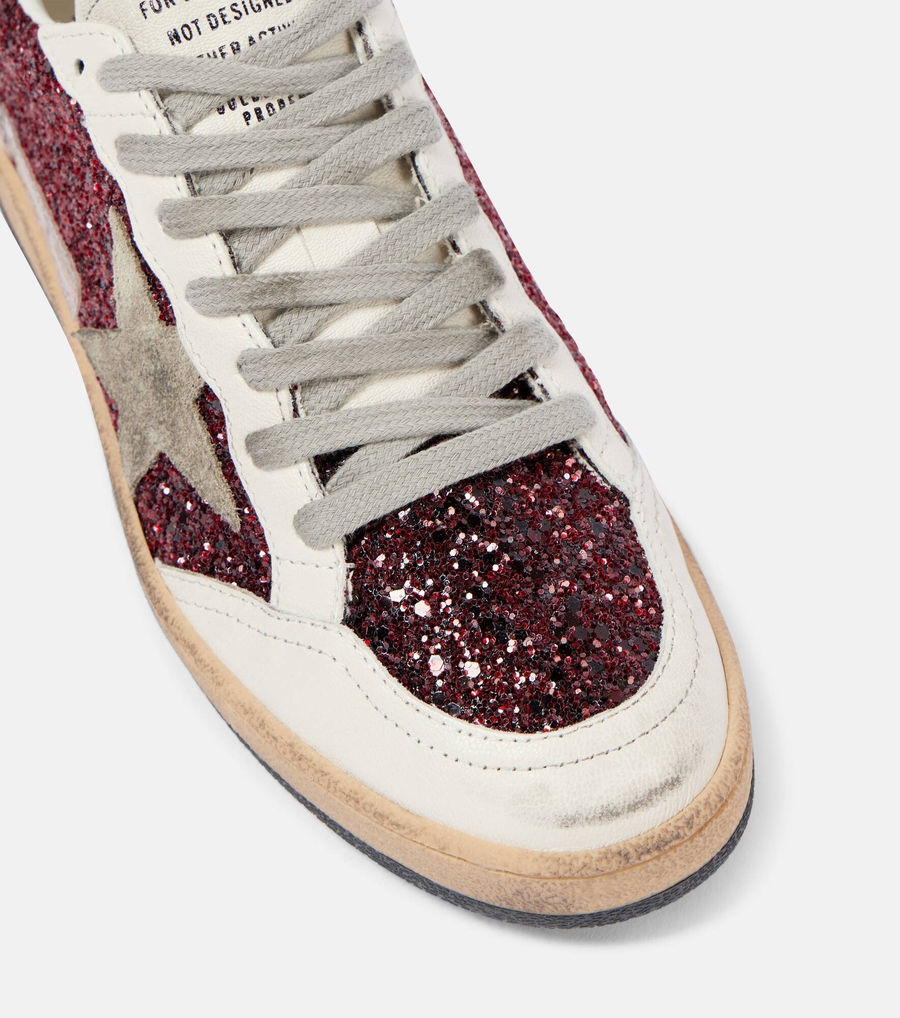 Ball-Star leather-trimmed glitter sneakers - 6