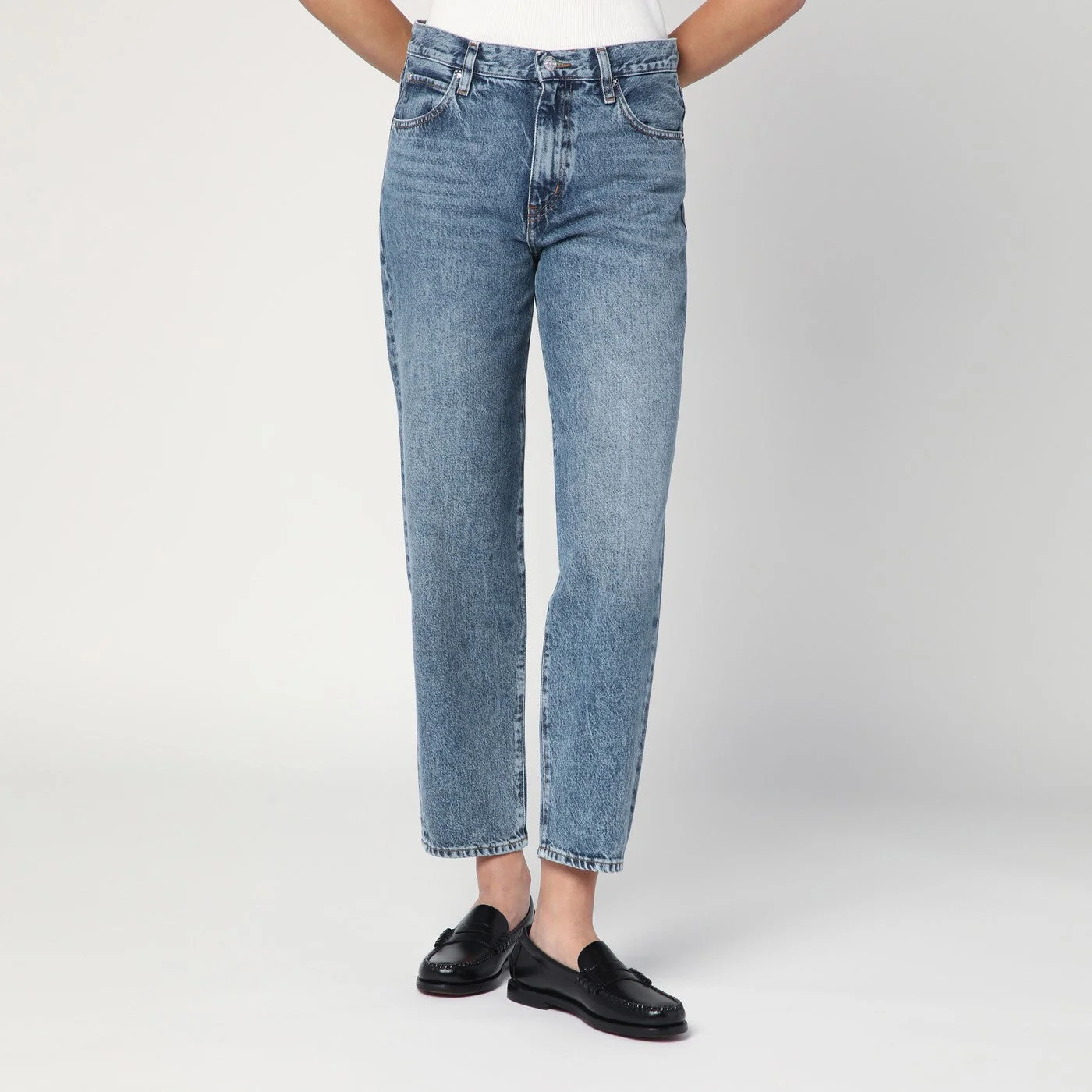 Light blue washed-effect jeans - 1