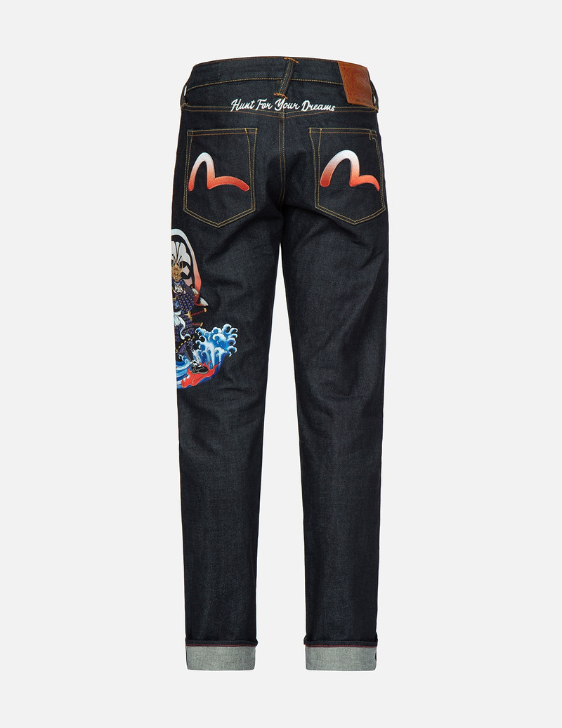 EVISU SAMURAI PRINT AND SEAGULL EMBROIDERY SLIM-FIT JEANS #2010 outlook