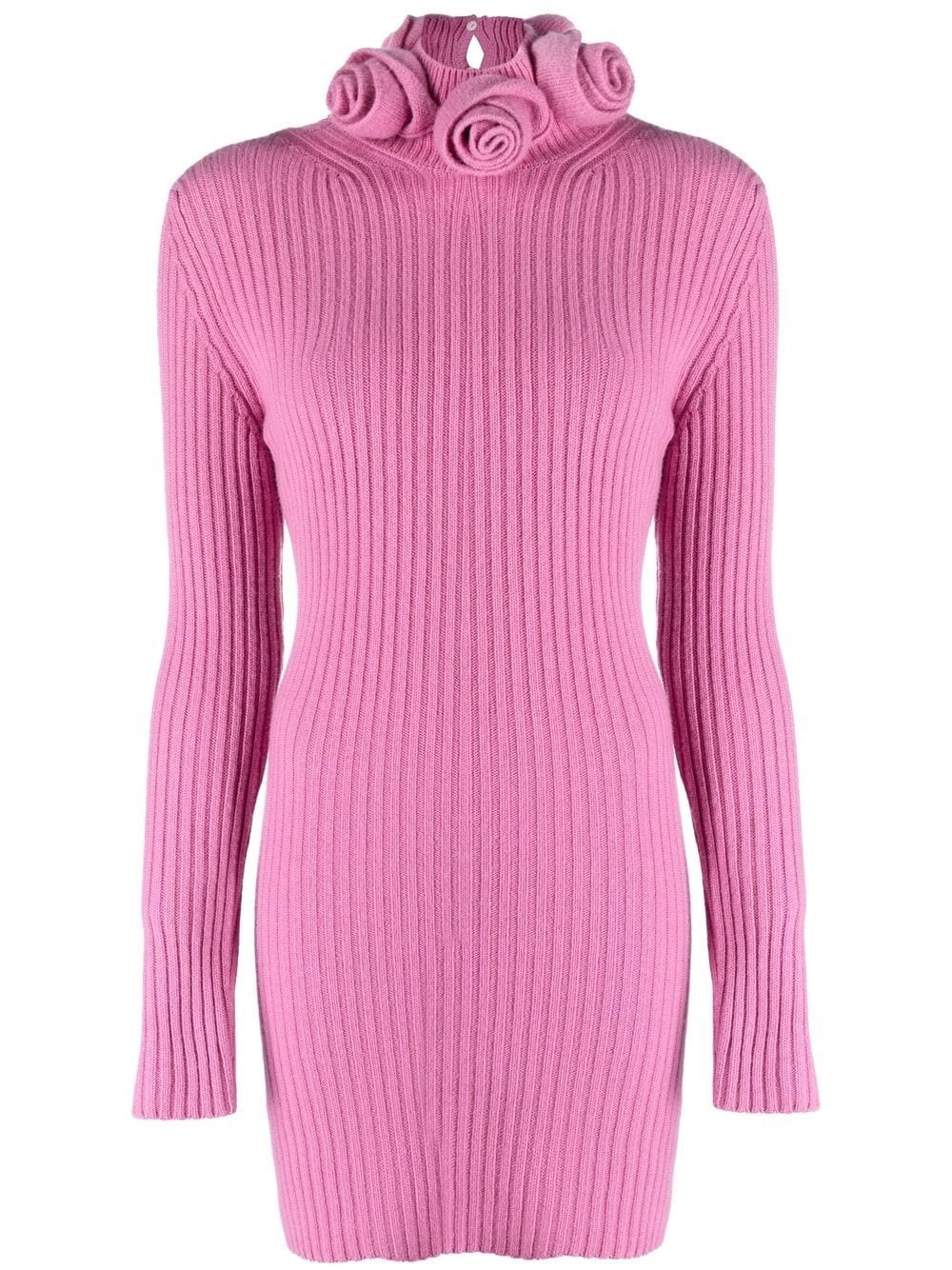 roll-neck wool mini dress - 1