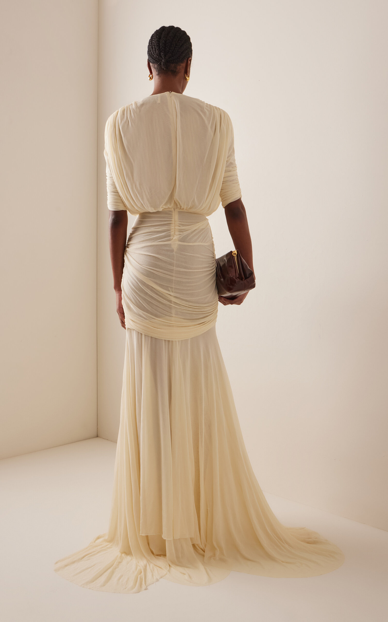Devi Gathered Jersey Gown yellow - 5