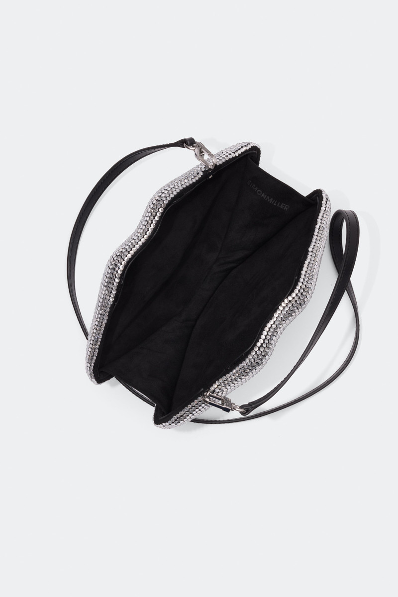 Crystal Lip Clutch in Black/Clear 3