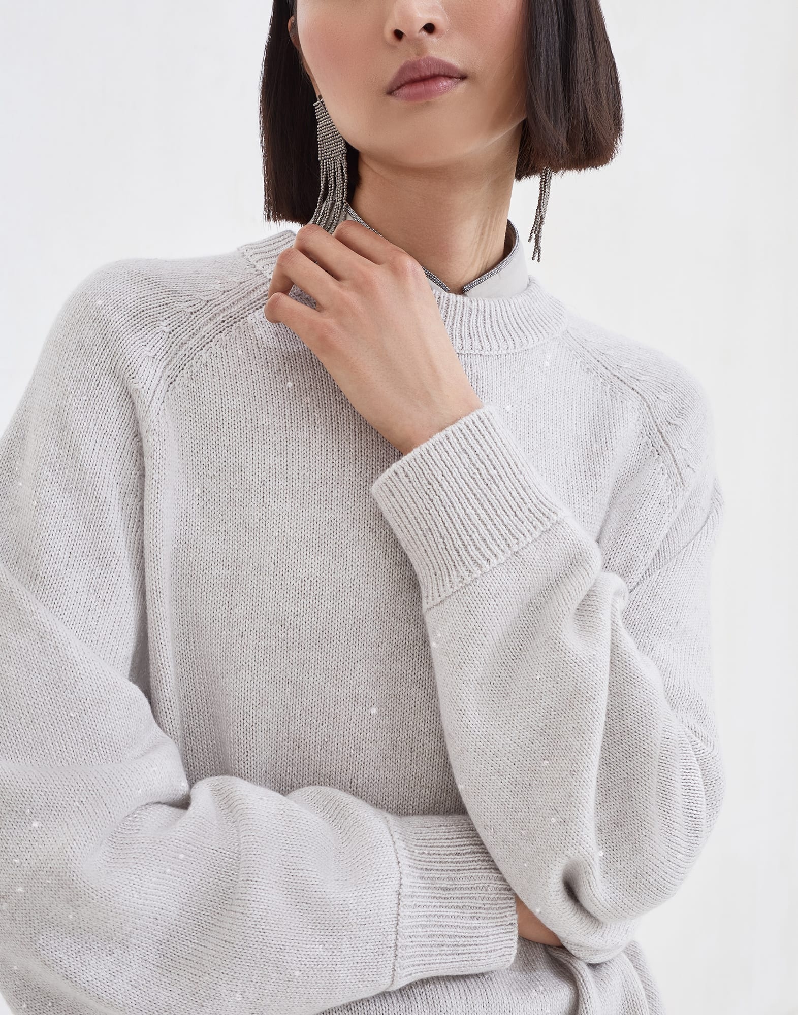 Cashmere and silk diamond yarn sweater - 3