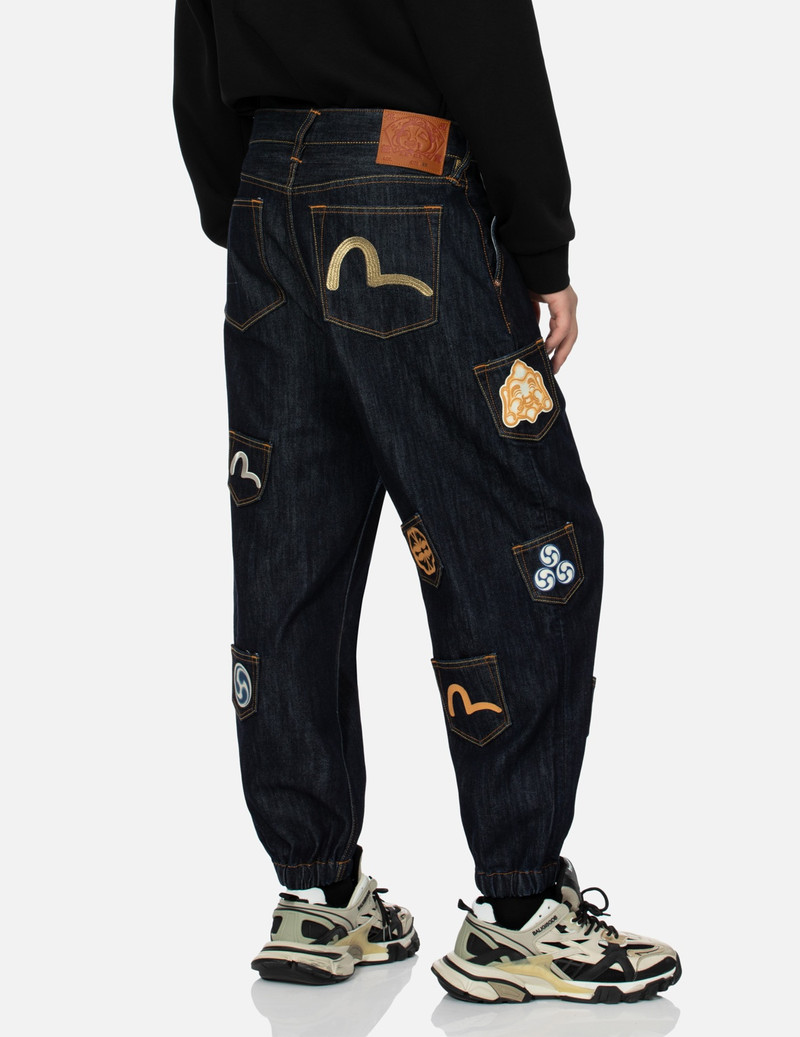 MULTI POCKET WITH SEAGULL EMBROIDERY RELAX FIT DENIM JOGGERS 7