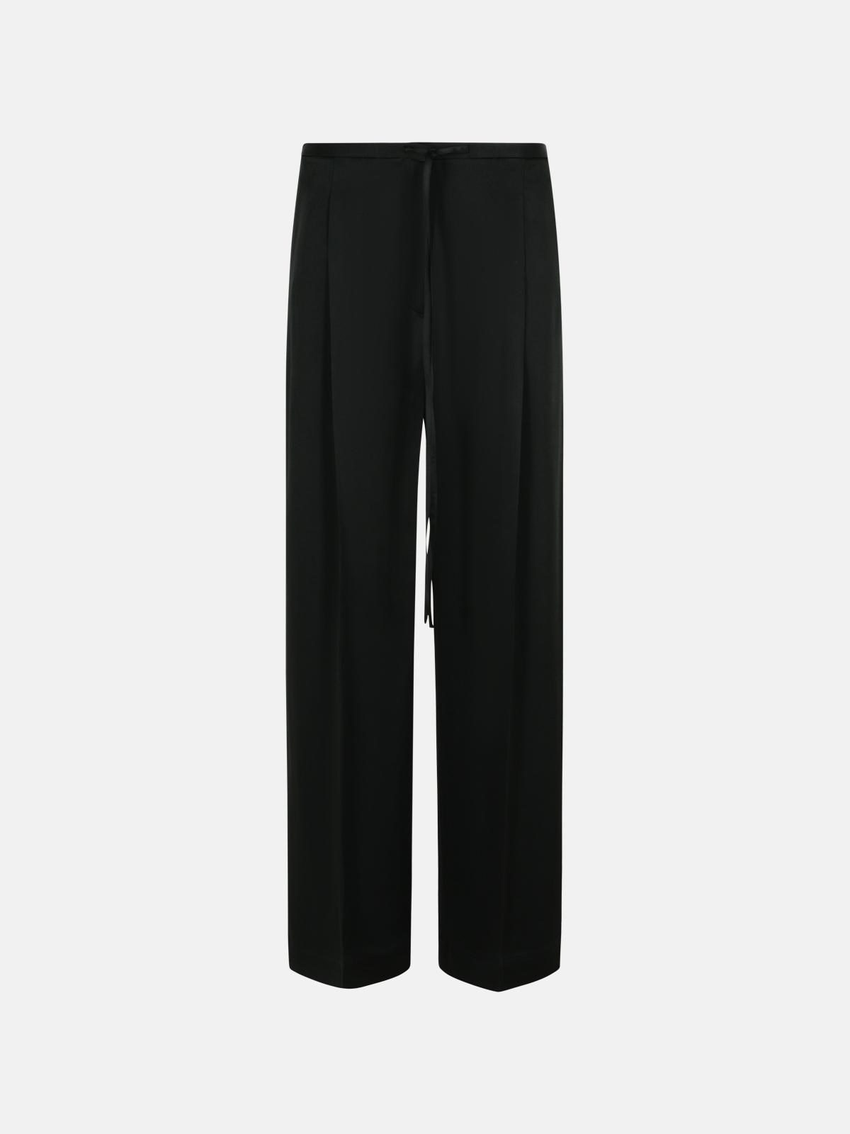 BLACK ACETATE BLEND TROUSERS - 1
