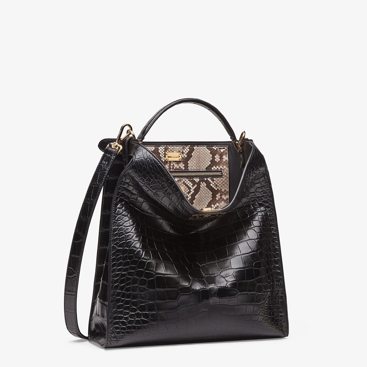 Black alligator leather bag - 3