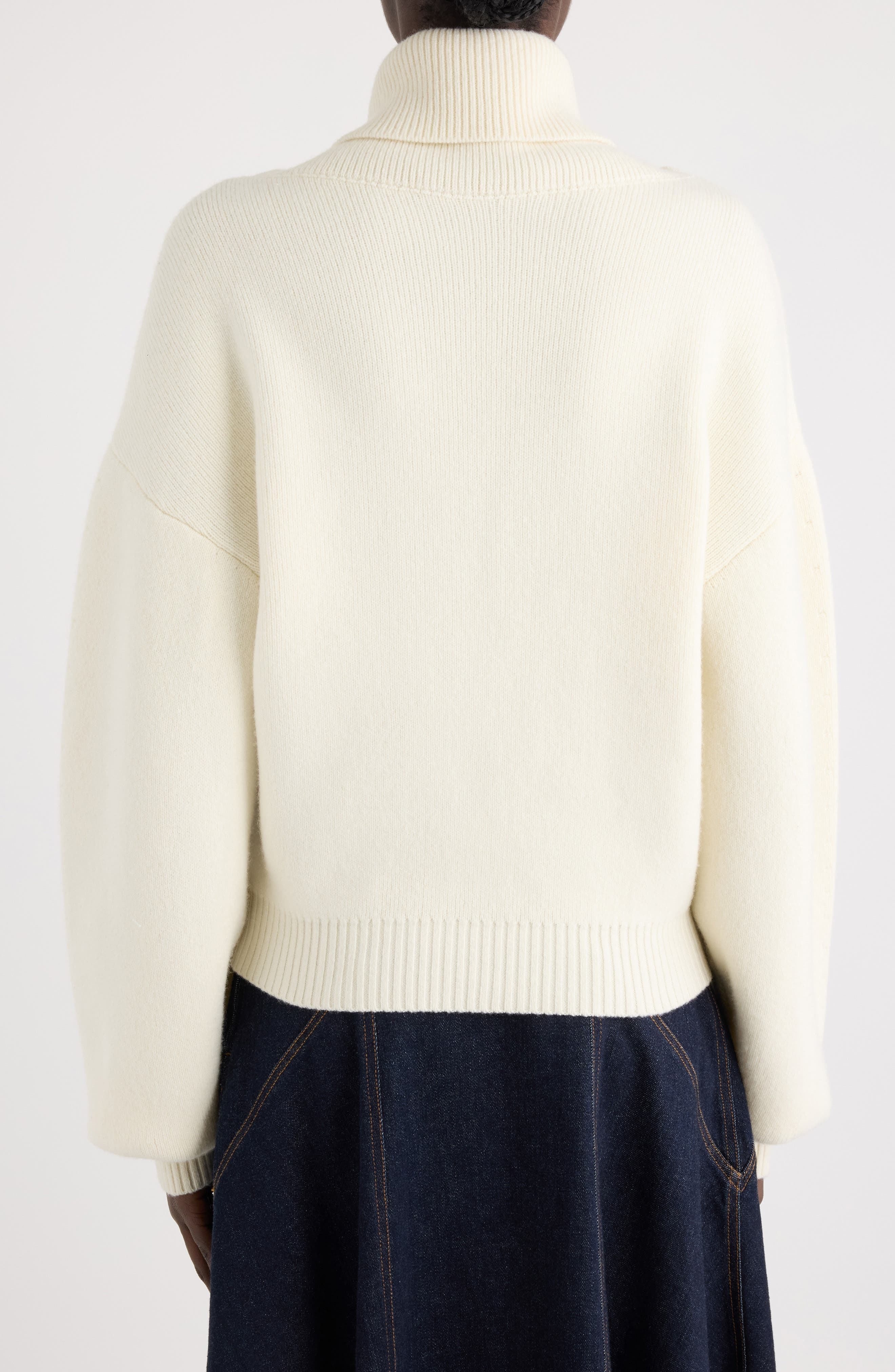 Jacquemus La Maille Pallone Virgin Wool & Cashmere Turtleneck Sweater in Off-White at Nordstrom - 3