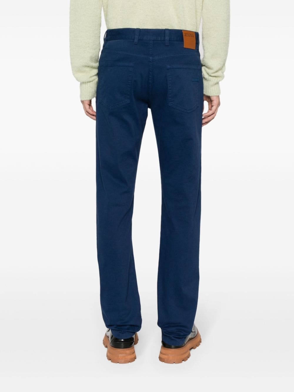 cotton straight-leg trousers - 4