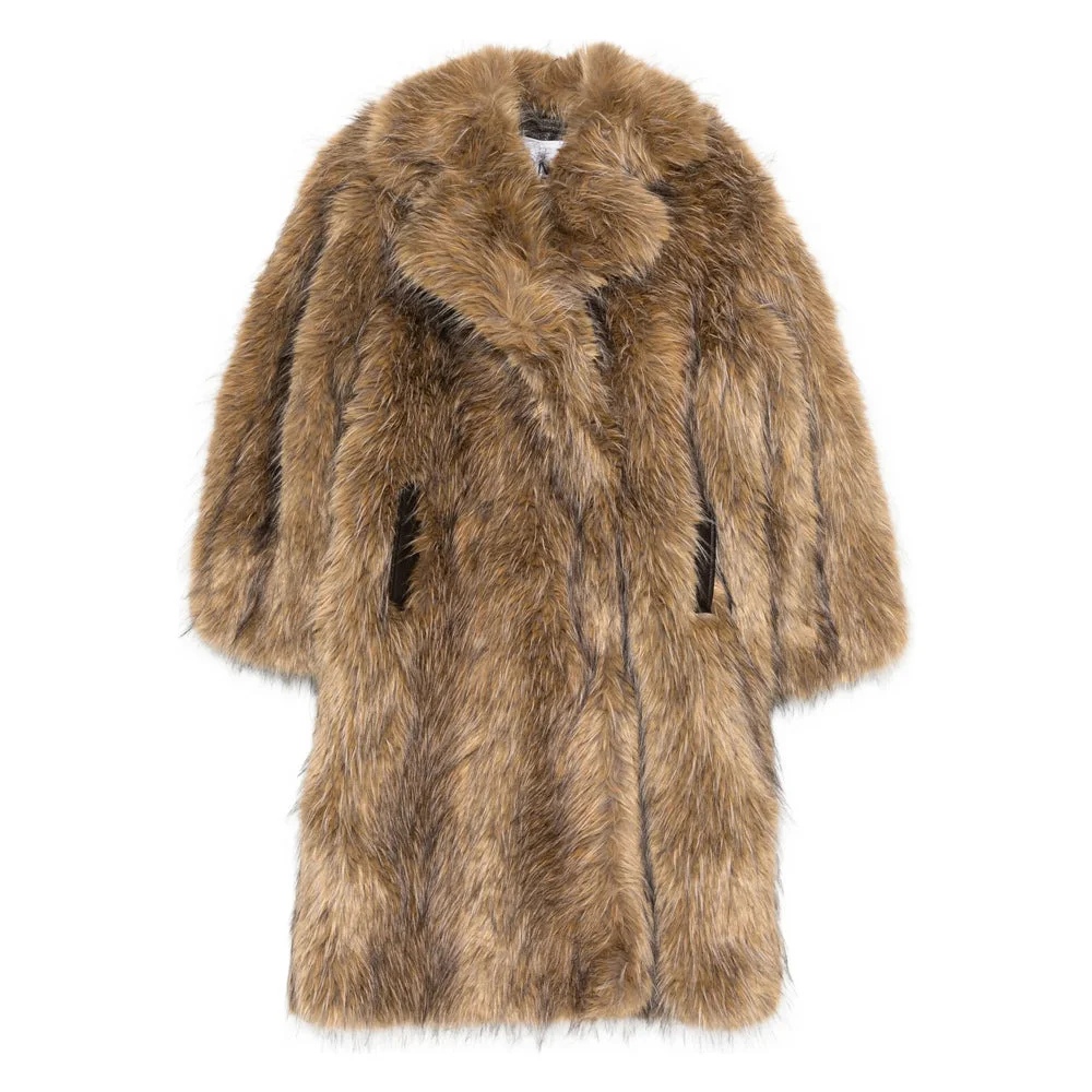 Ganni Neutrals Coats - Faux Fur Coats Women - 1