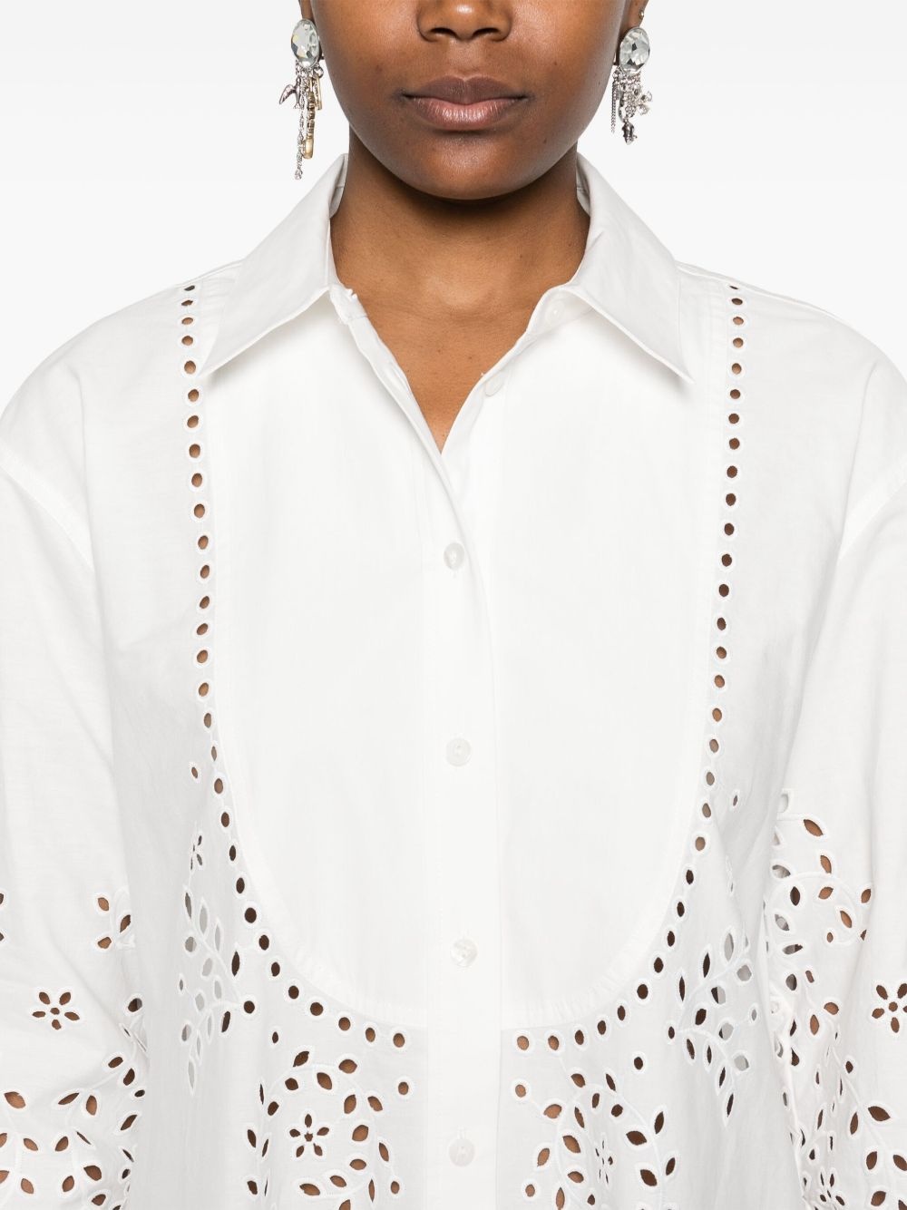 cotton embroidered shirt dress - 5