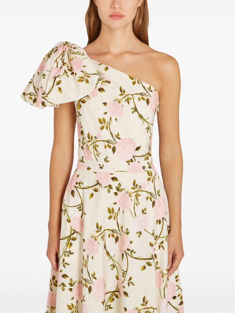 GIAMBATTISTA VALLI Rosier-print one-shoulder dress | REVERSIBLE