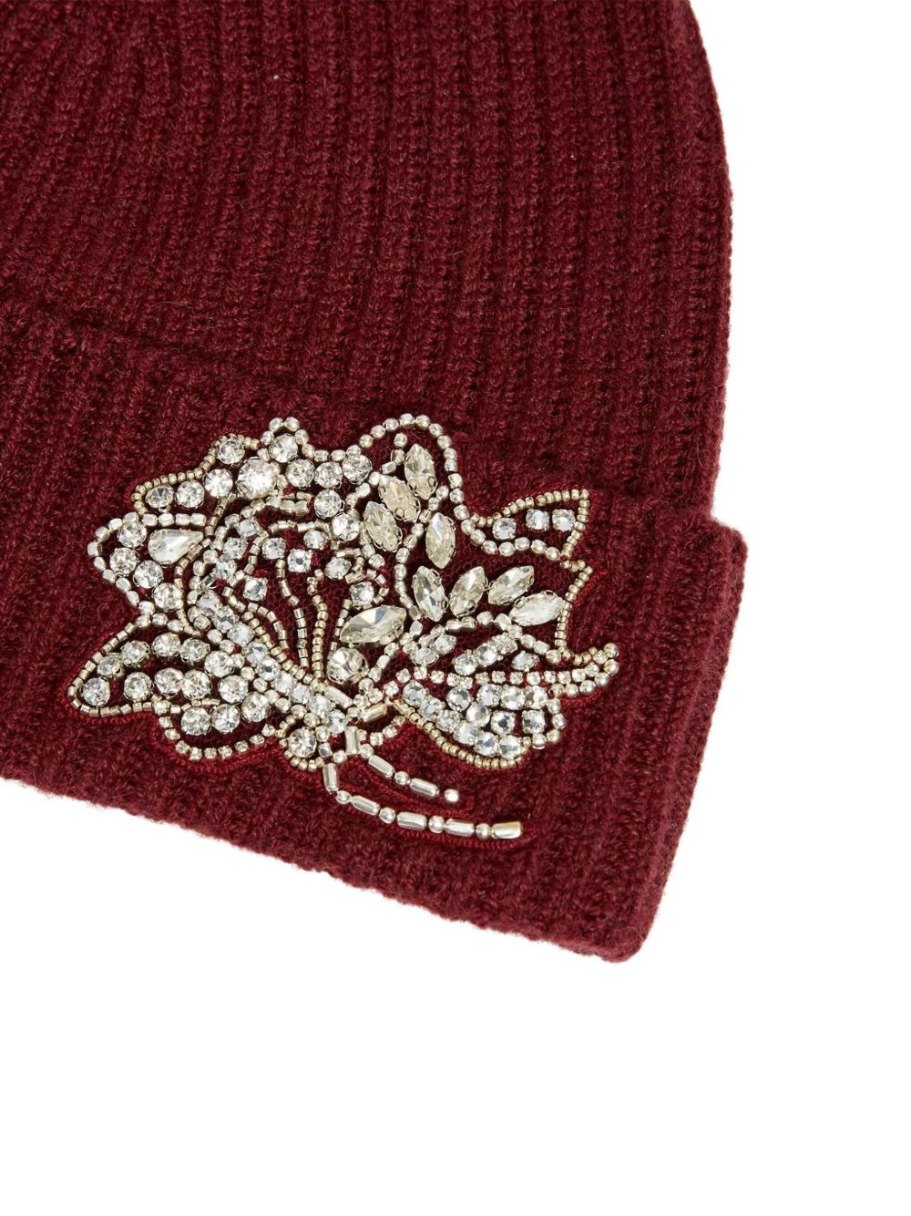 crystal-embellished ribbed beanie - 2